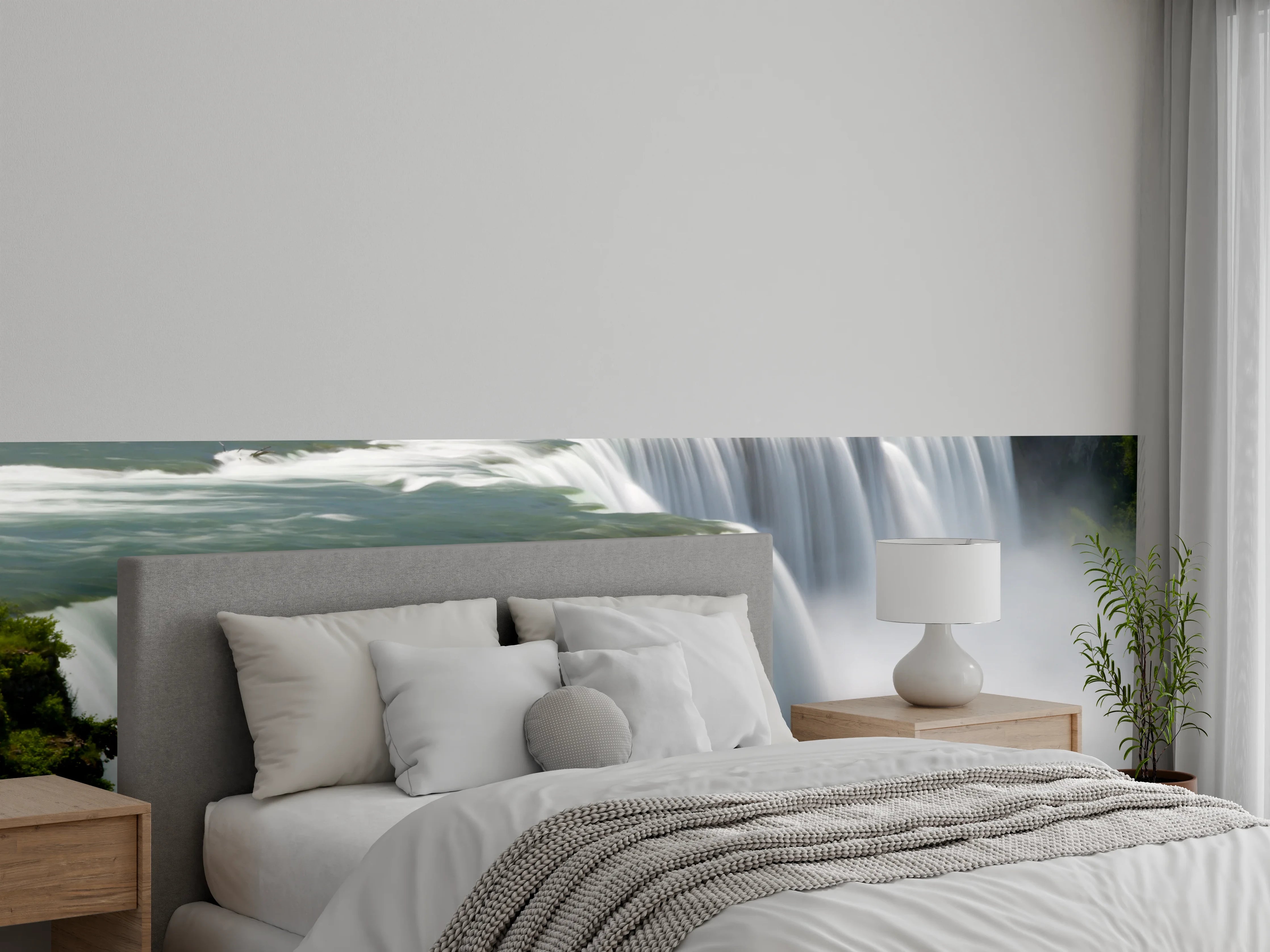 Wandverkleidung Schlafzimmer - Silberne Gischt im Lichtspiel