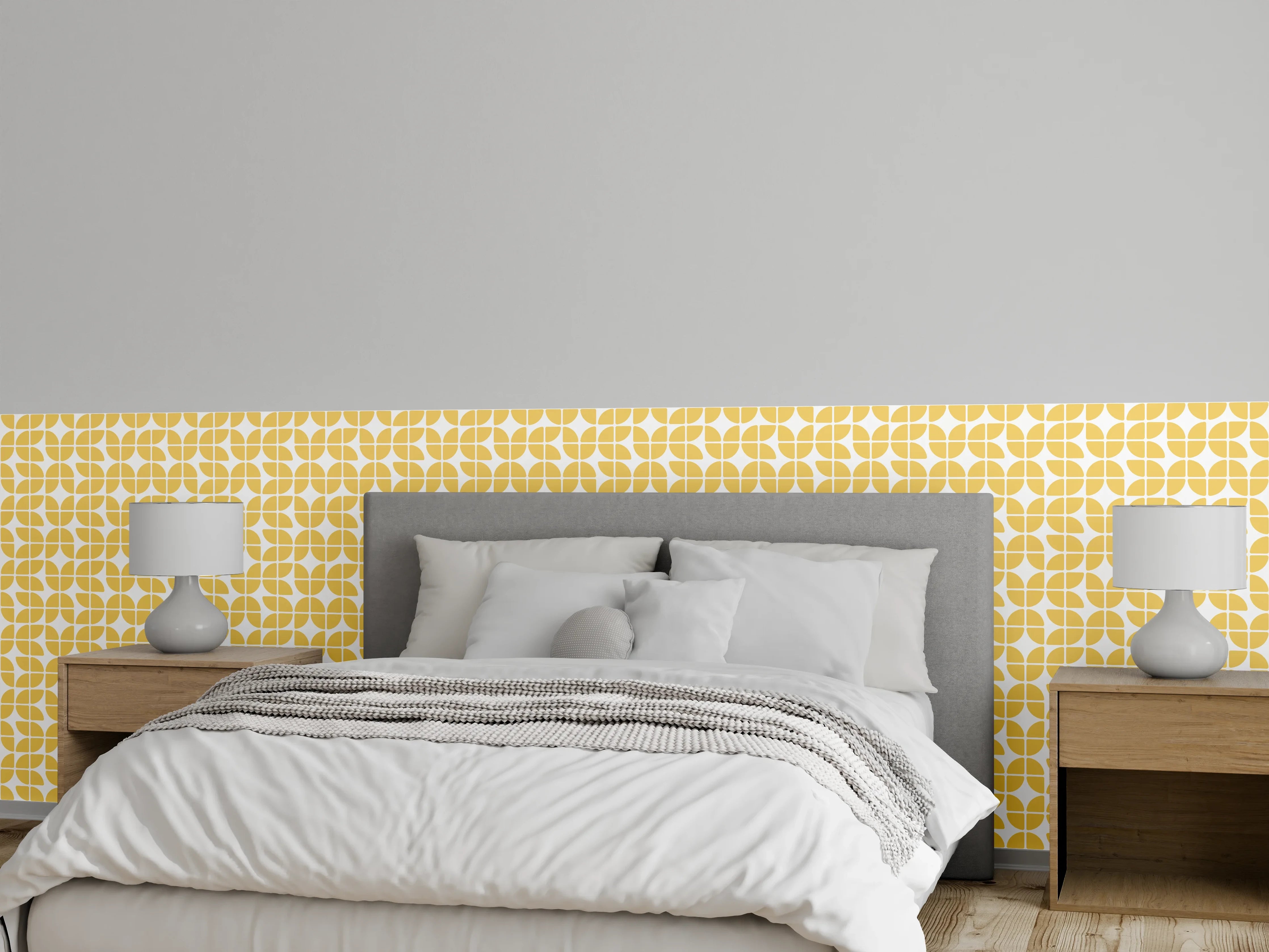 Wandverkleidung Schlafzimmer - Silbriges geometrisches Muster