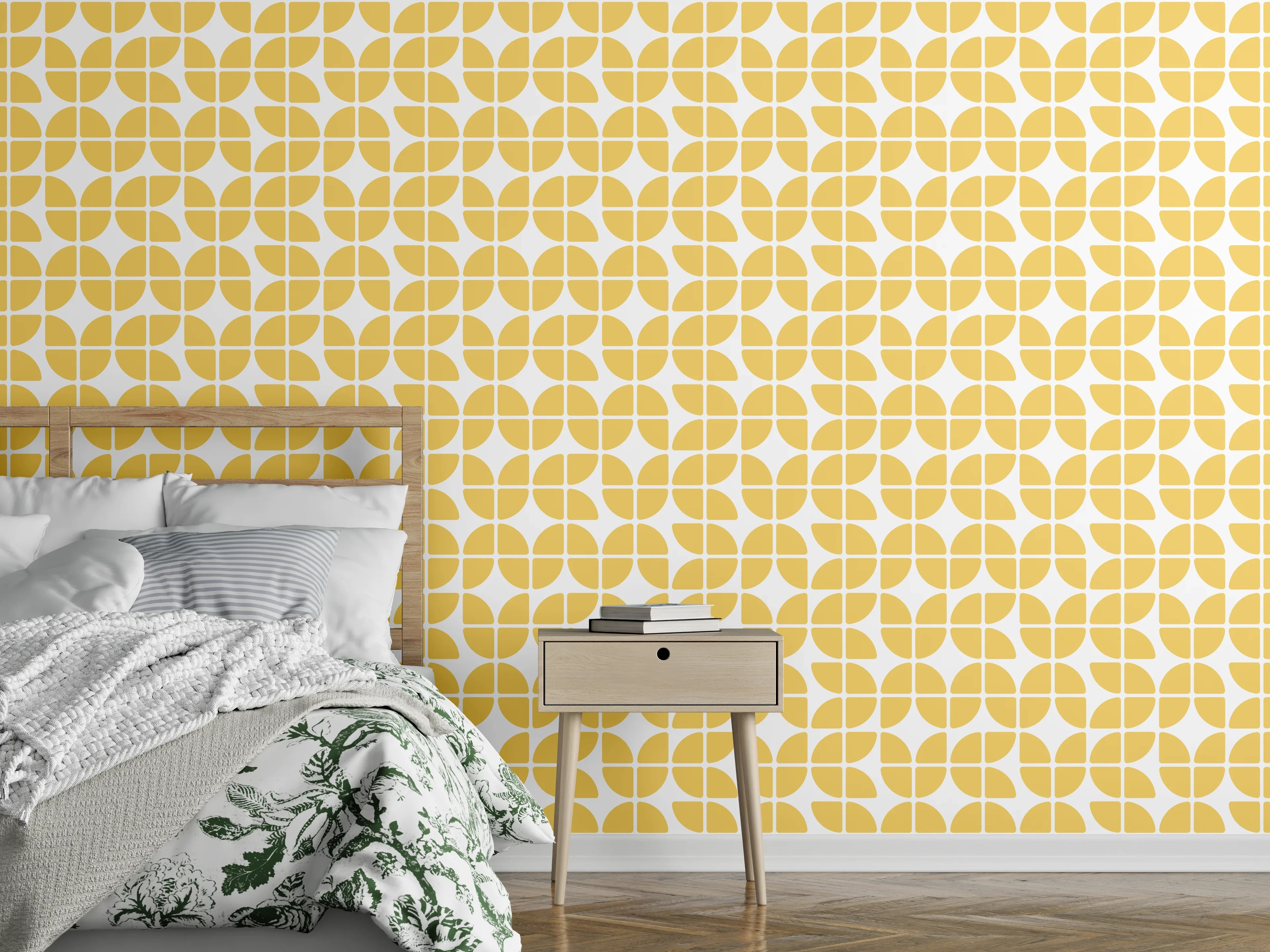 Wandverkleidung Schlafzimmer - Silbriges geometrisches Muster