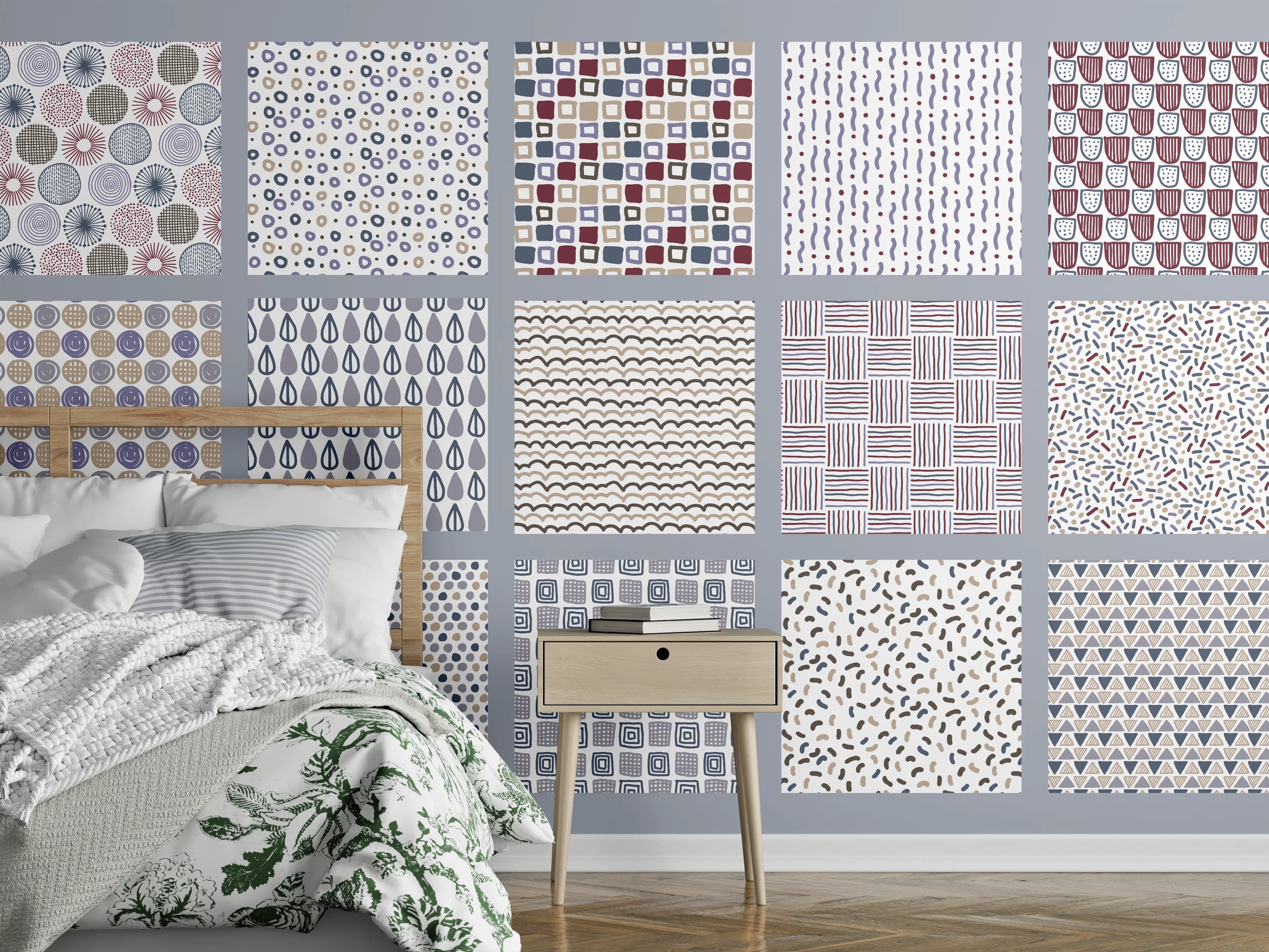 Wandverkleidung Schlafzimmer - Skandinavische Nahtlos Abstrakt Muster