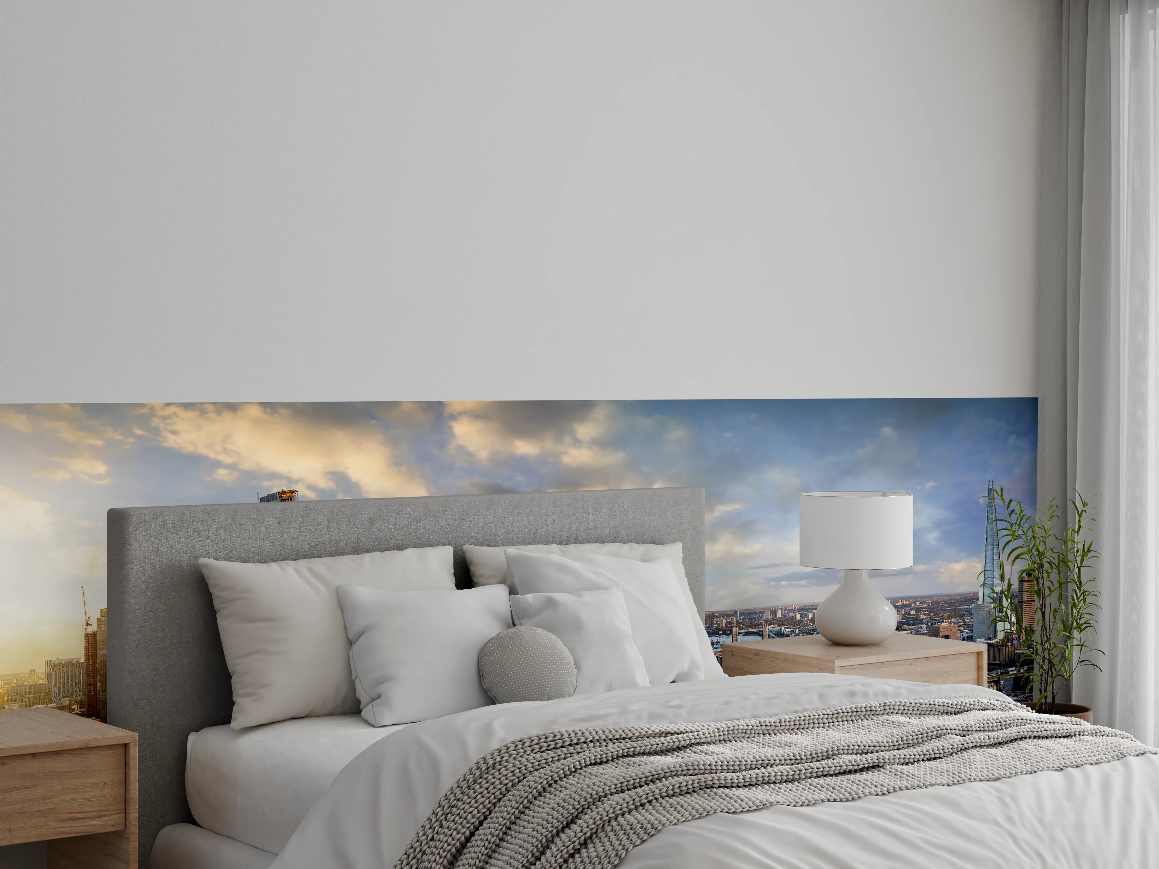 Wandverkleidung Schlafzimmer - Skyline London Panorama bei Sonnenuntergang