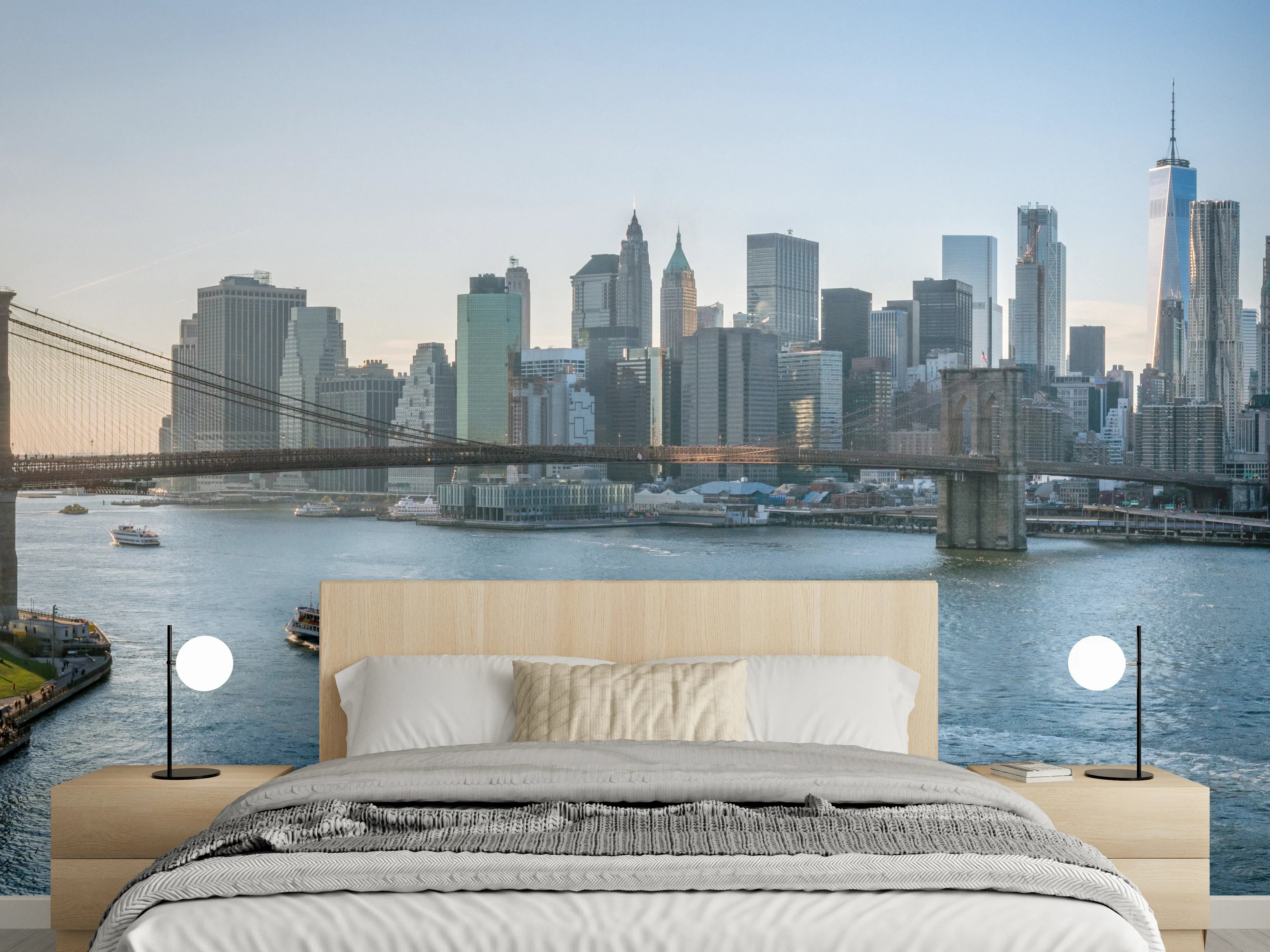 Wandverkleidung Schlafzimmer - Skyline von New York City - Brooklyn Bridge