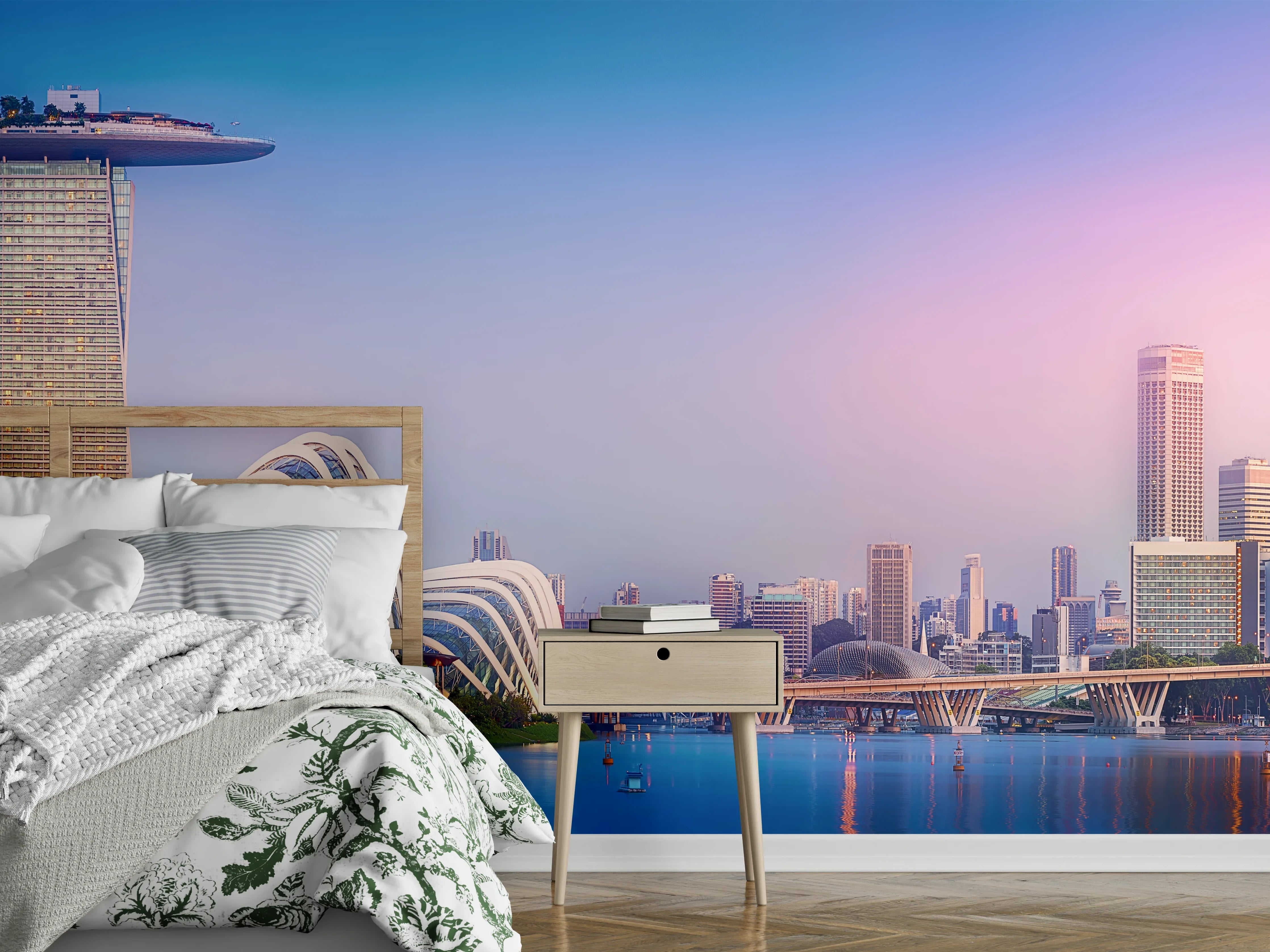 Wandverkleidung Schlafzimmer - Skyline von Singapur