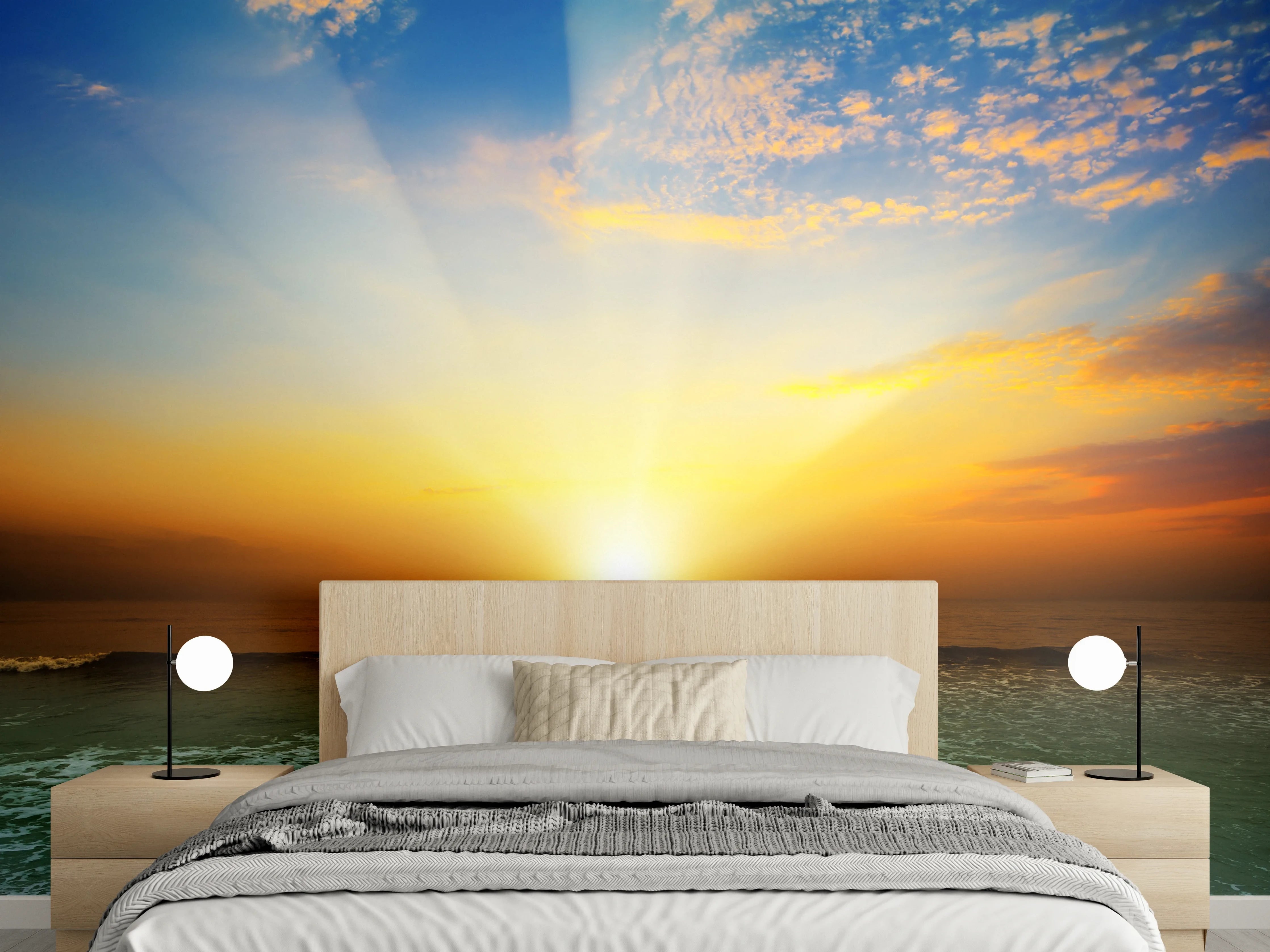 Wandverkleidung Schlafzimmer - Sonnenaufgang am Meer – Naturmotiv