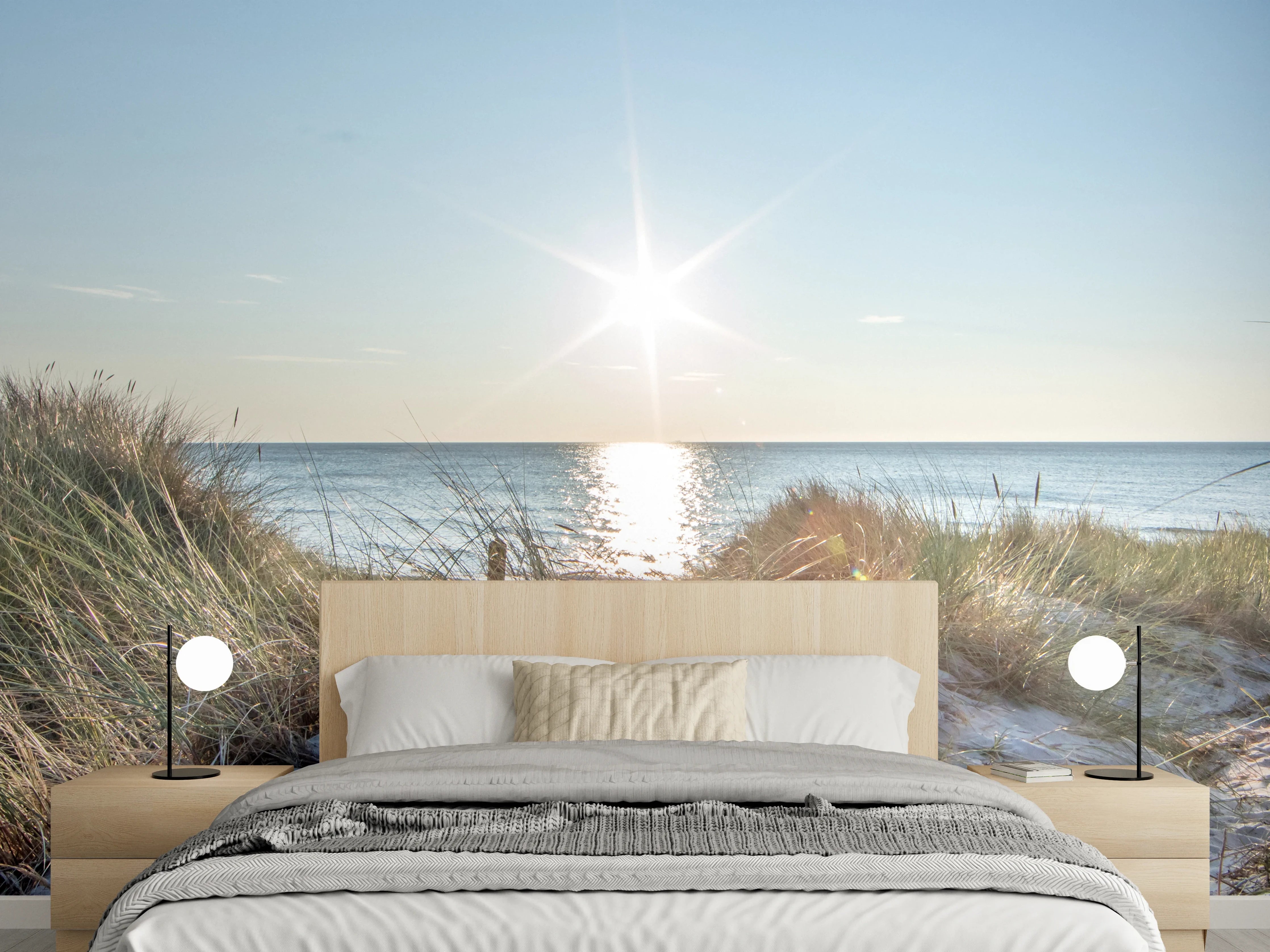 Wandverkleidung Schlafzimmer - Sonnenaufgang am ruhigen Ostseestrand