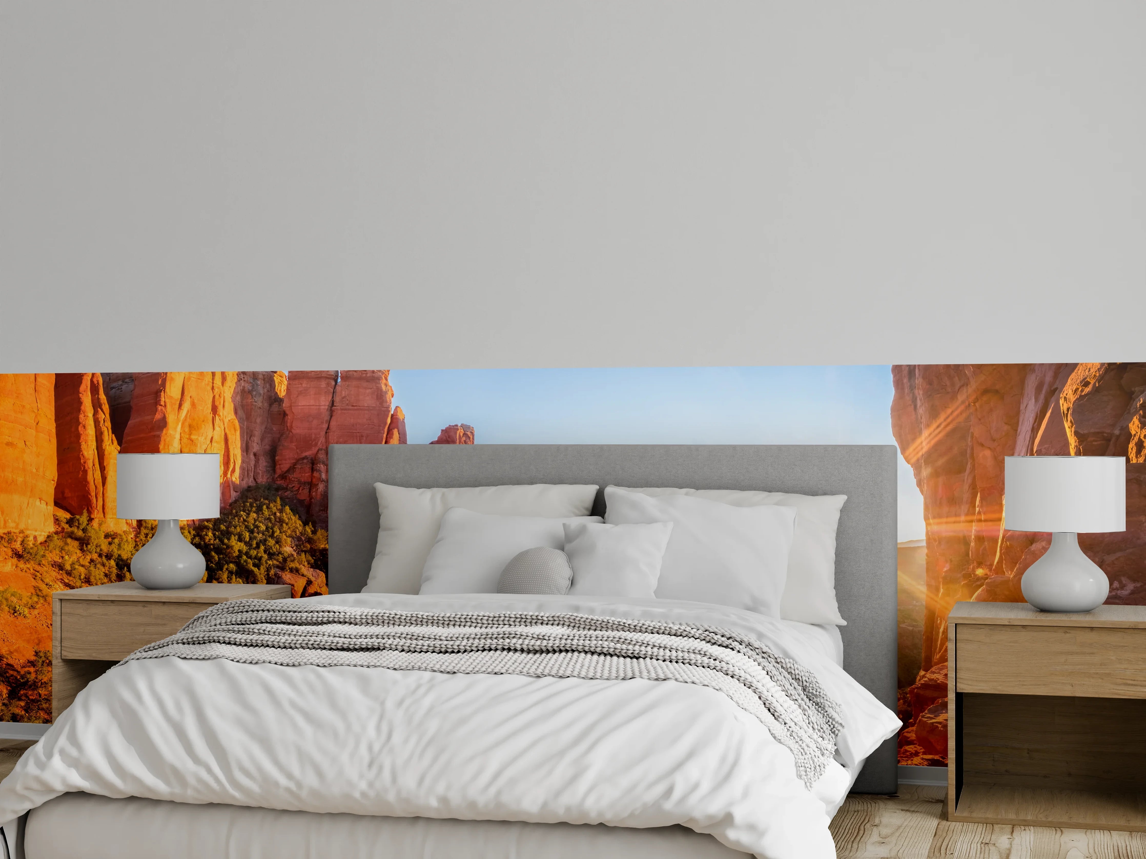 Wandverkleidung Schlafzimmer - Sonnenaufgang in roten Felsenlandschaften