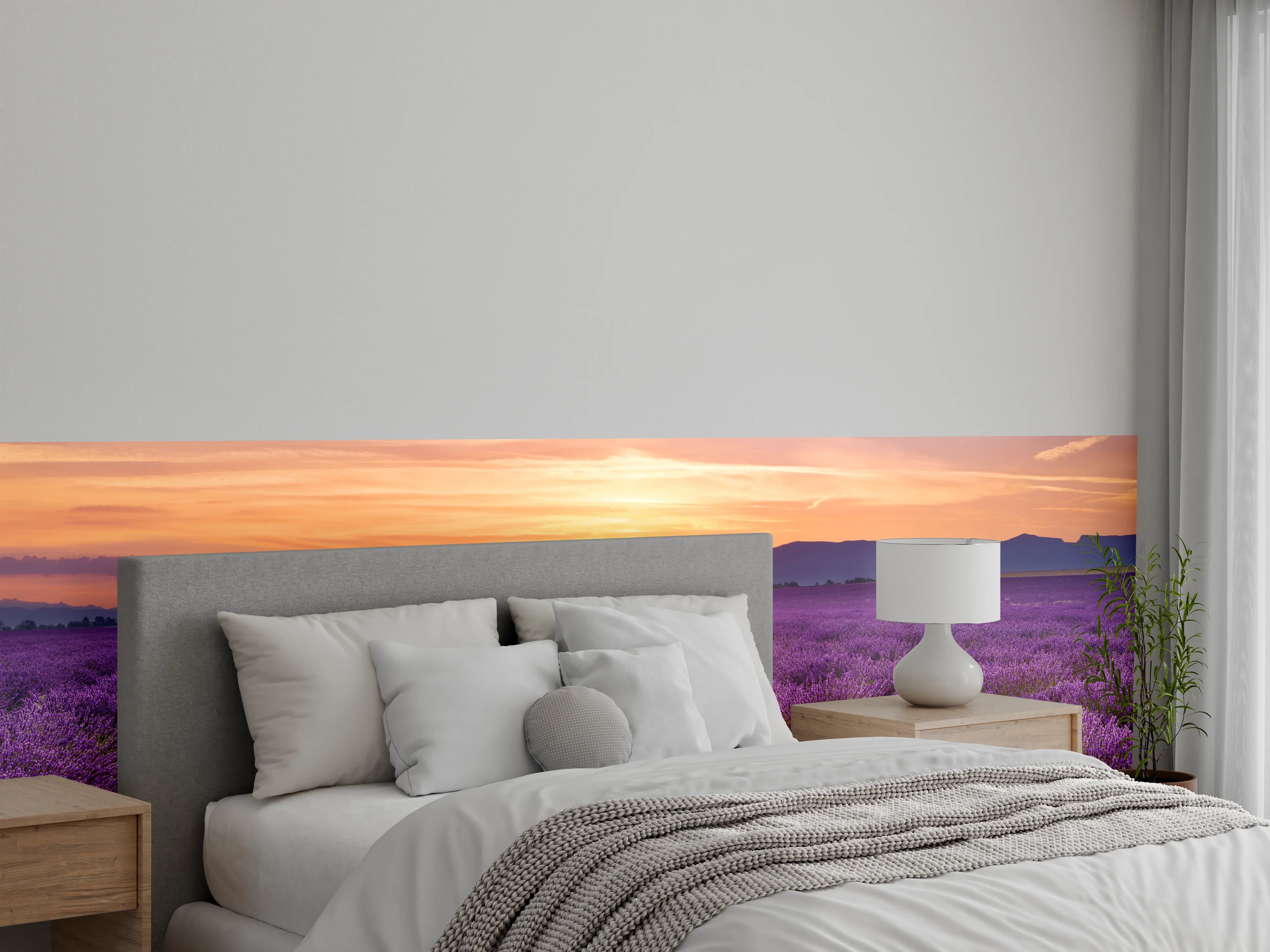 Wandverkleidung Schlafzimmer - Sonnenaufgang über Lavendelfelder - Provence