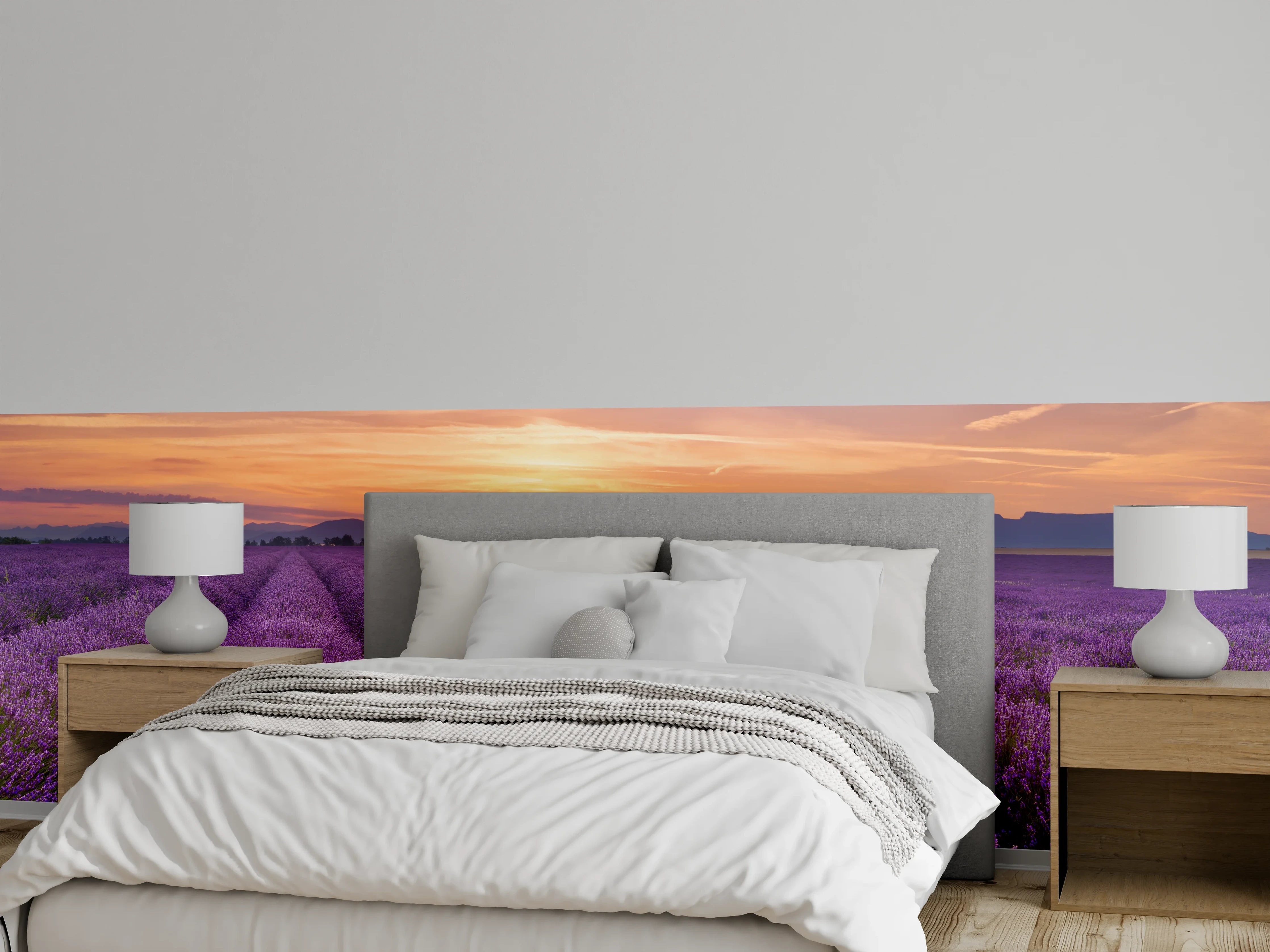 Wandverkleidung Schlafzimmer - Sonnenaufgang über Lavendelfelder - Provence