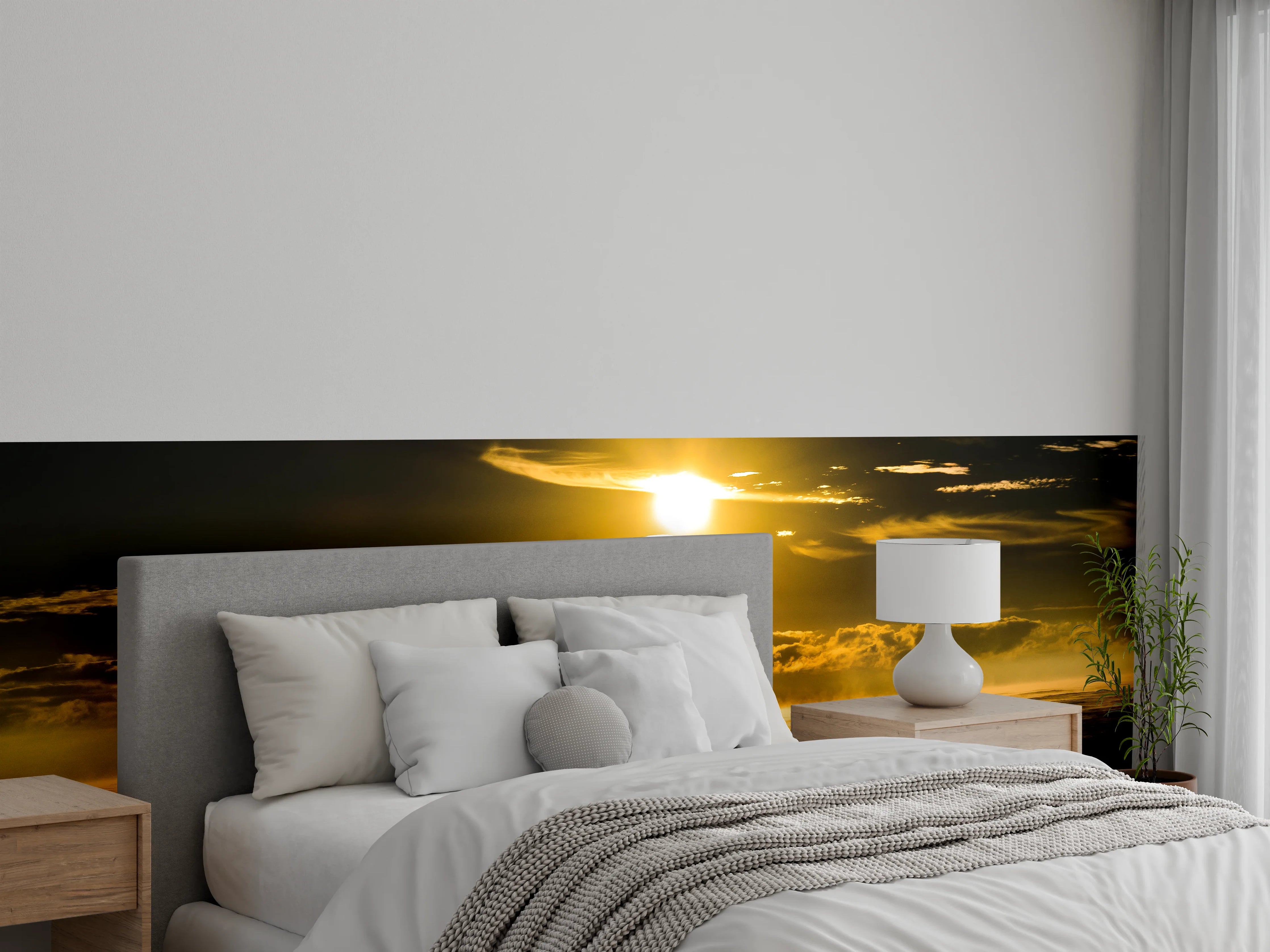 Wandverkleidung Schlafzimmer - Sonnenuntergang am Meer Fotomotiv