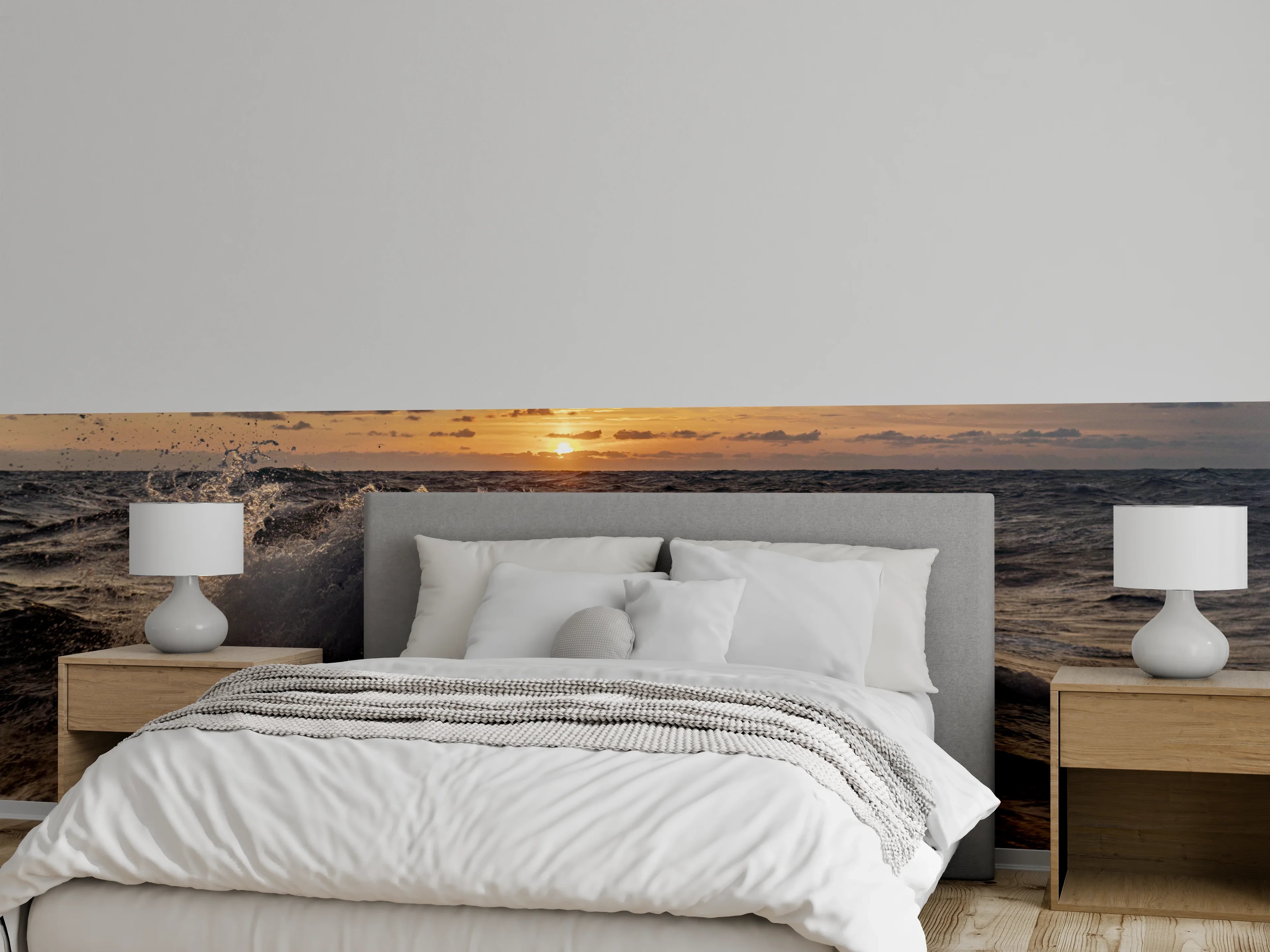 Wandverkleidung Schlafzimmer - Sonnenuntergang am Meer – Wellenbild