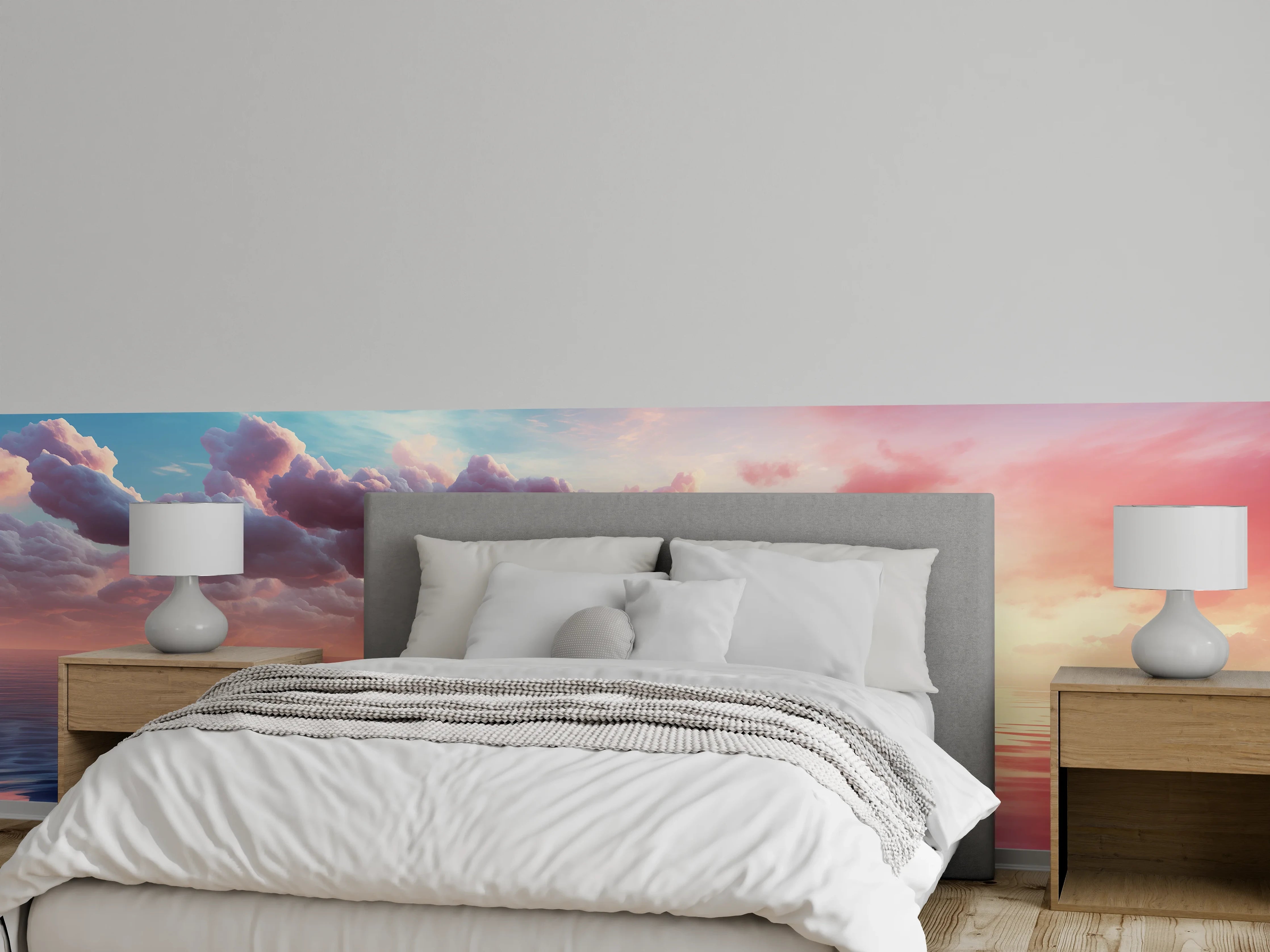Wandverkleidung Schlafzimmer - Sonnenuntergang am Meer – Wolkenspiel