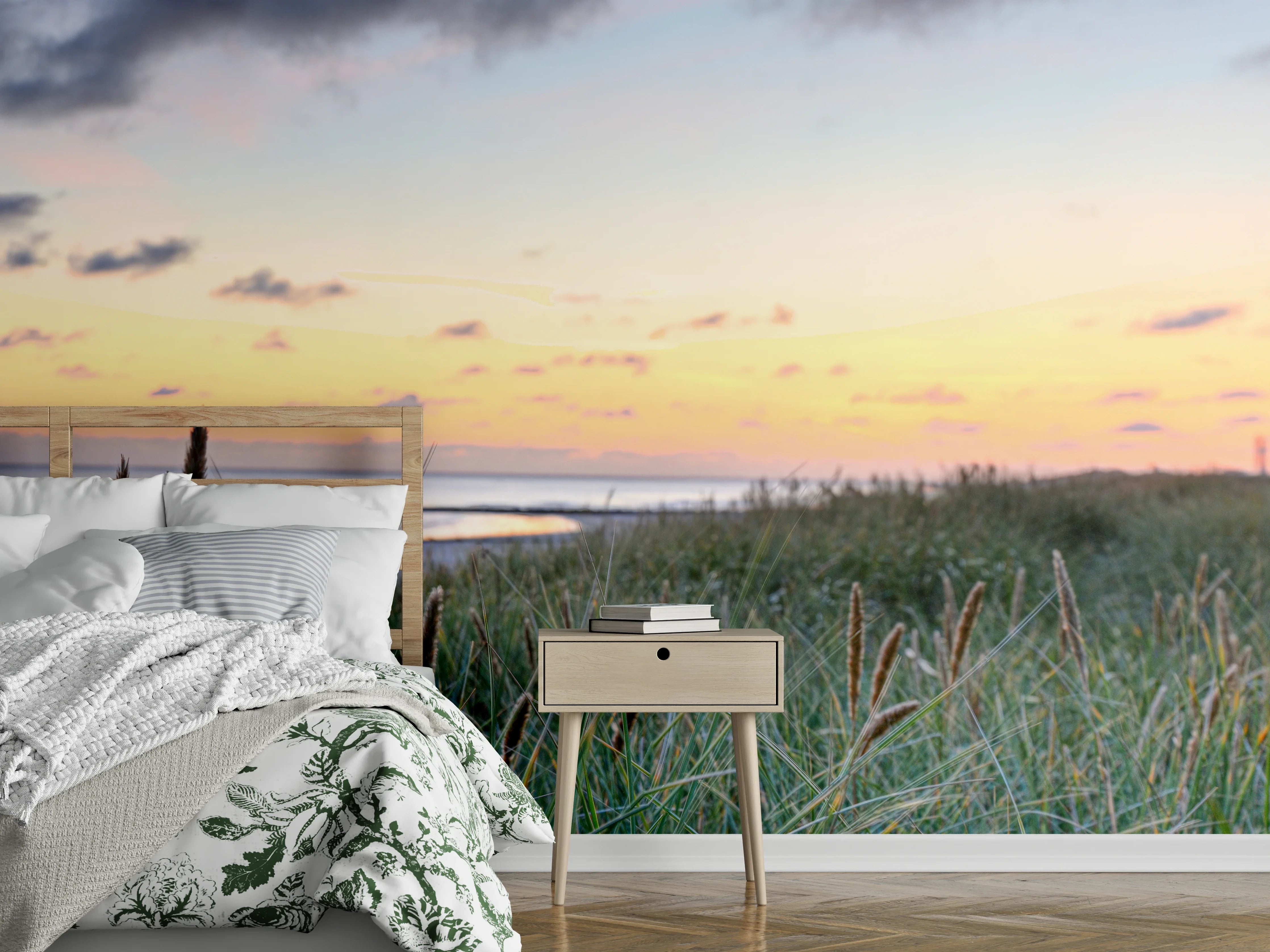 Wandverkleidung Schlafzimmer - Sonnenuntergang am Nordsee-Strand
