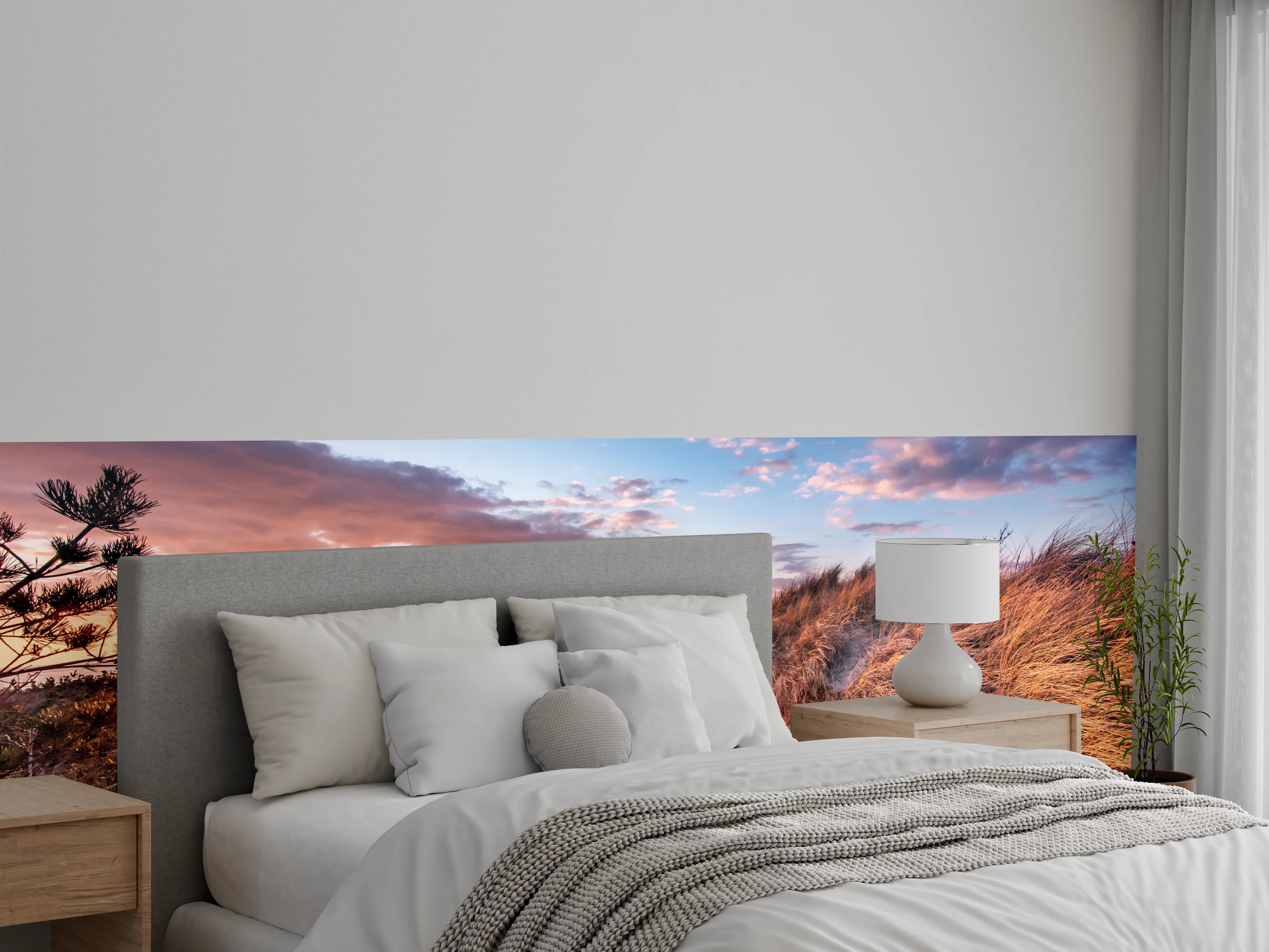 Wandverkleidung Schlafzimmer - Sonnenuntergang am Ostseestrand Panorama