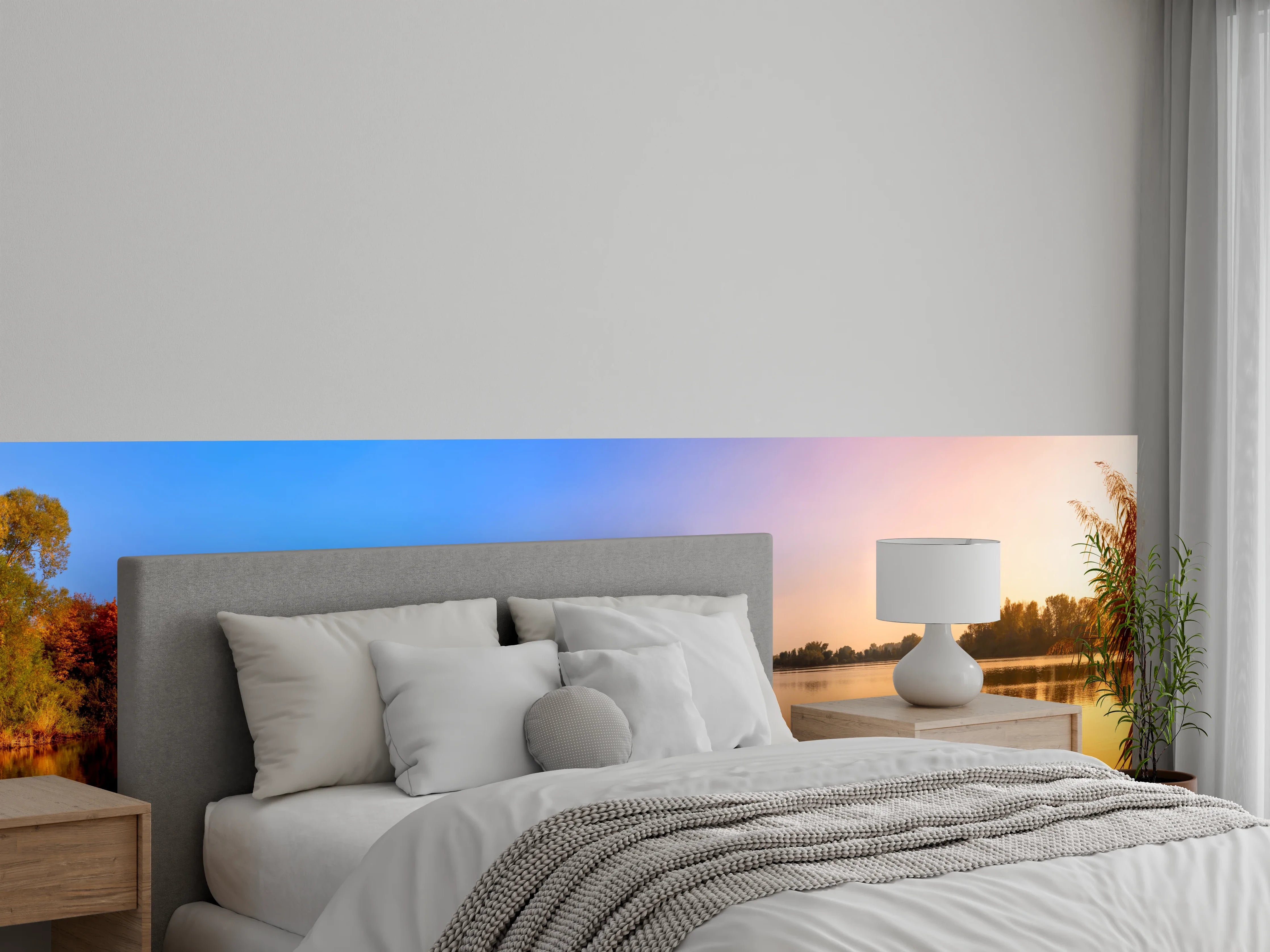 Wandverkleidung Schlafzimmer - Sonnenuntergang am See