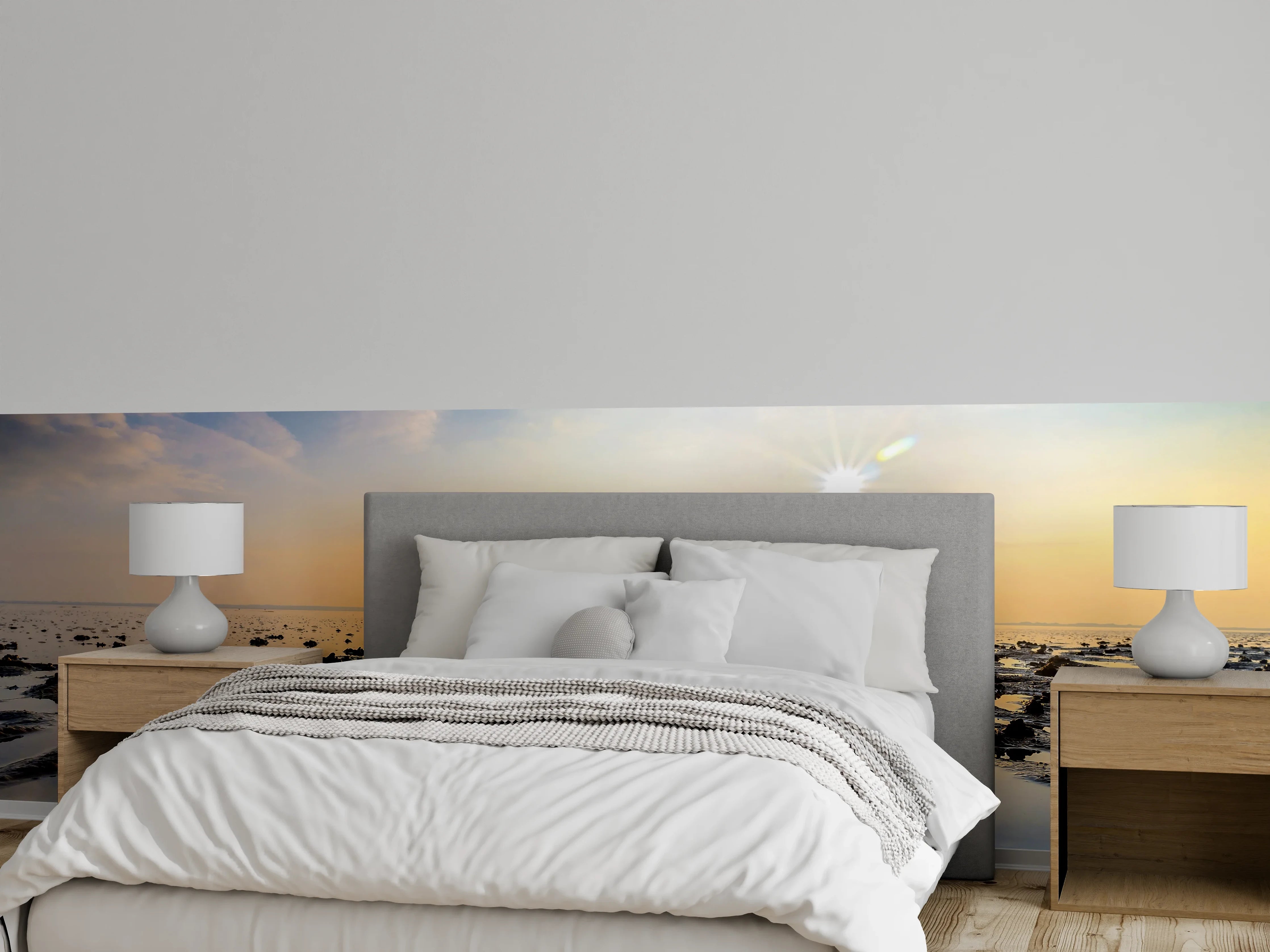 Wandverkleidung Schlafzimmer - Sonnenuntergang am Watt – Natur pur