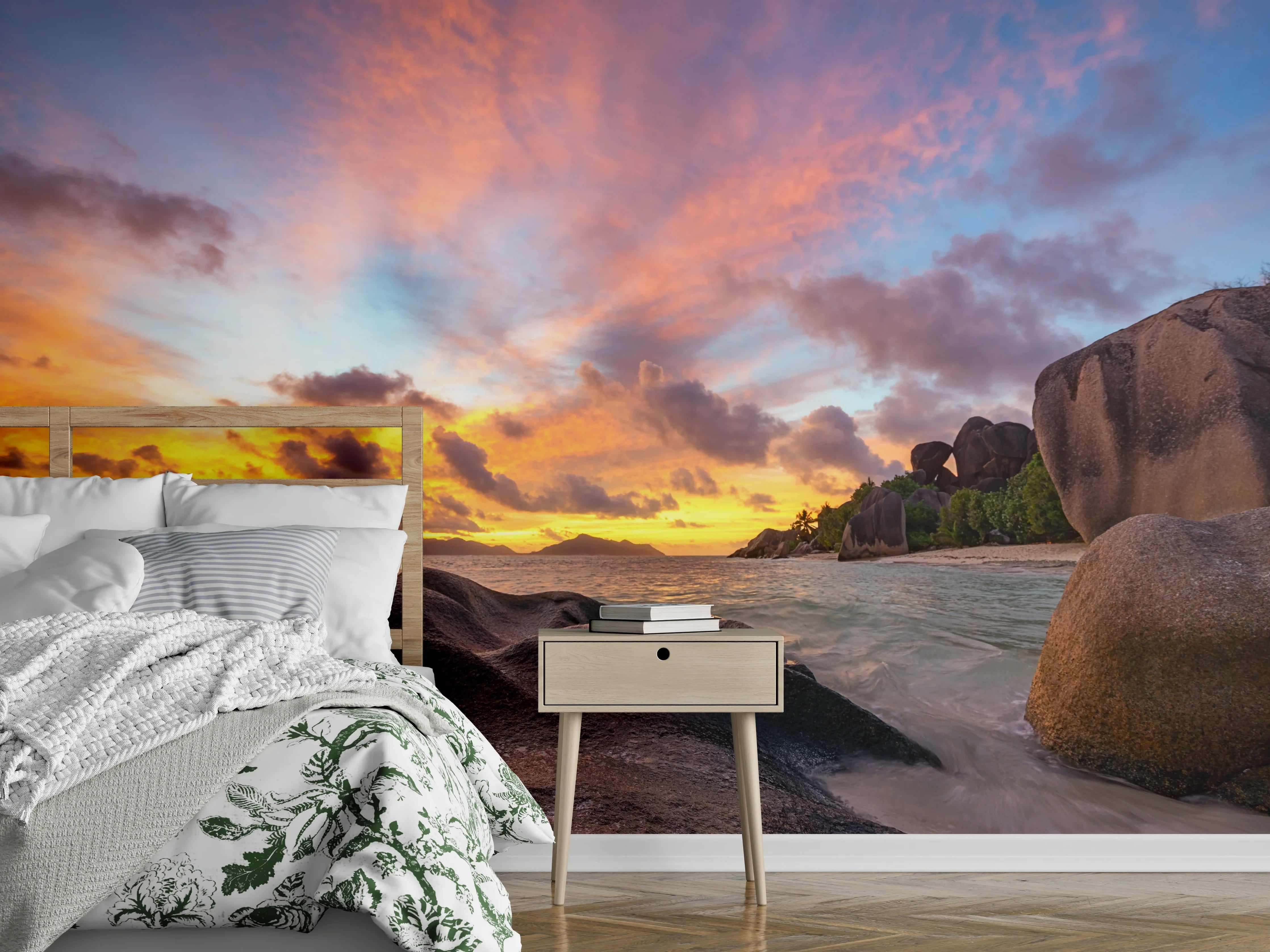 Wandverkleidung Schlafzimmer - Sonnenuntergang am tropischen Strand