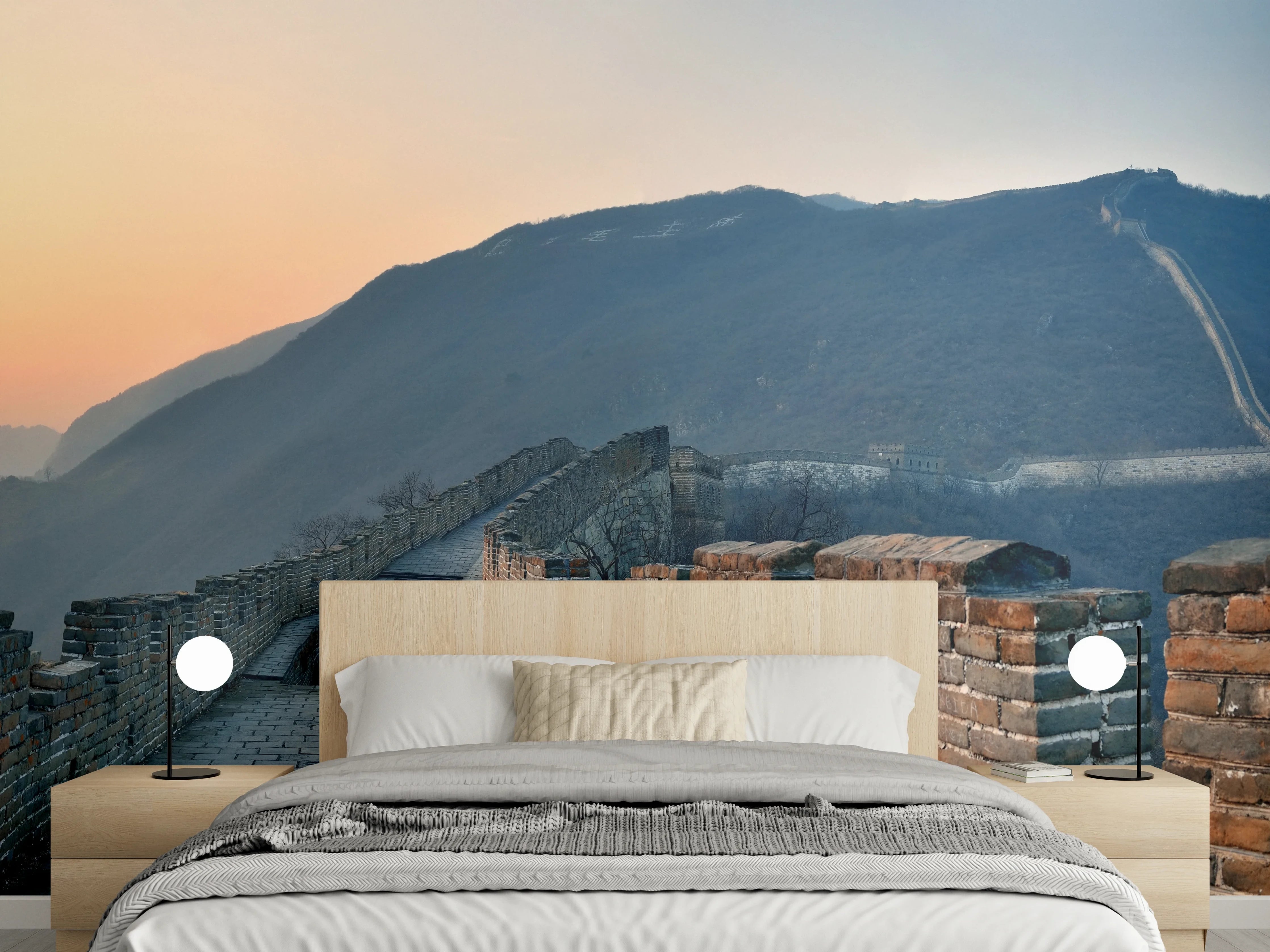 Wandverkleidung Schlafzimmer - Sonnenuntergang an der Großen Mauer