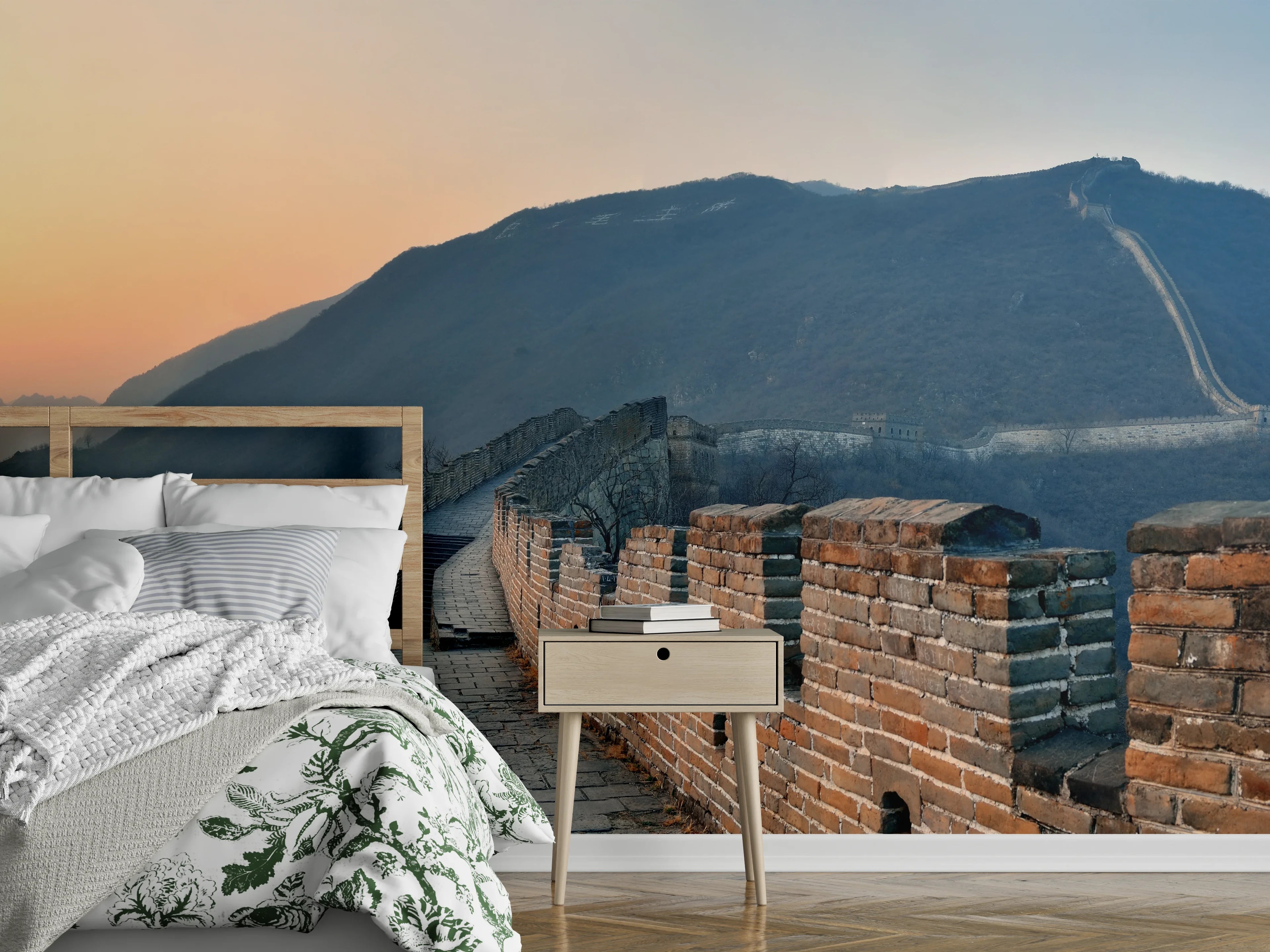 Wandverkleidung Schlafzimmer - Sonnenuntergang an der Großen Mauer