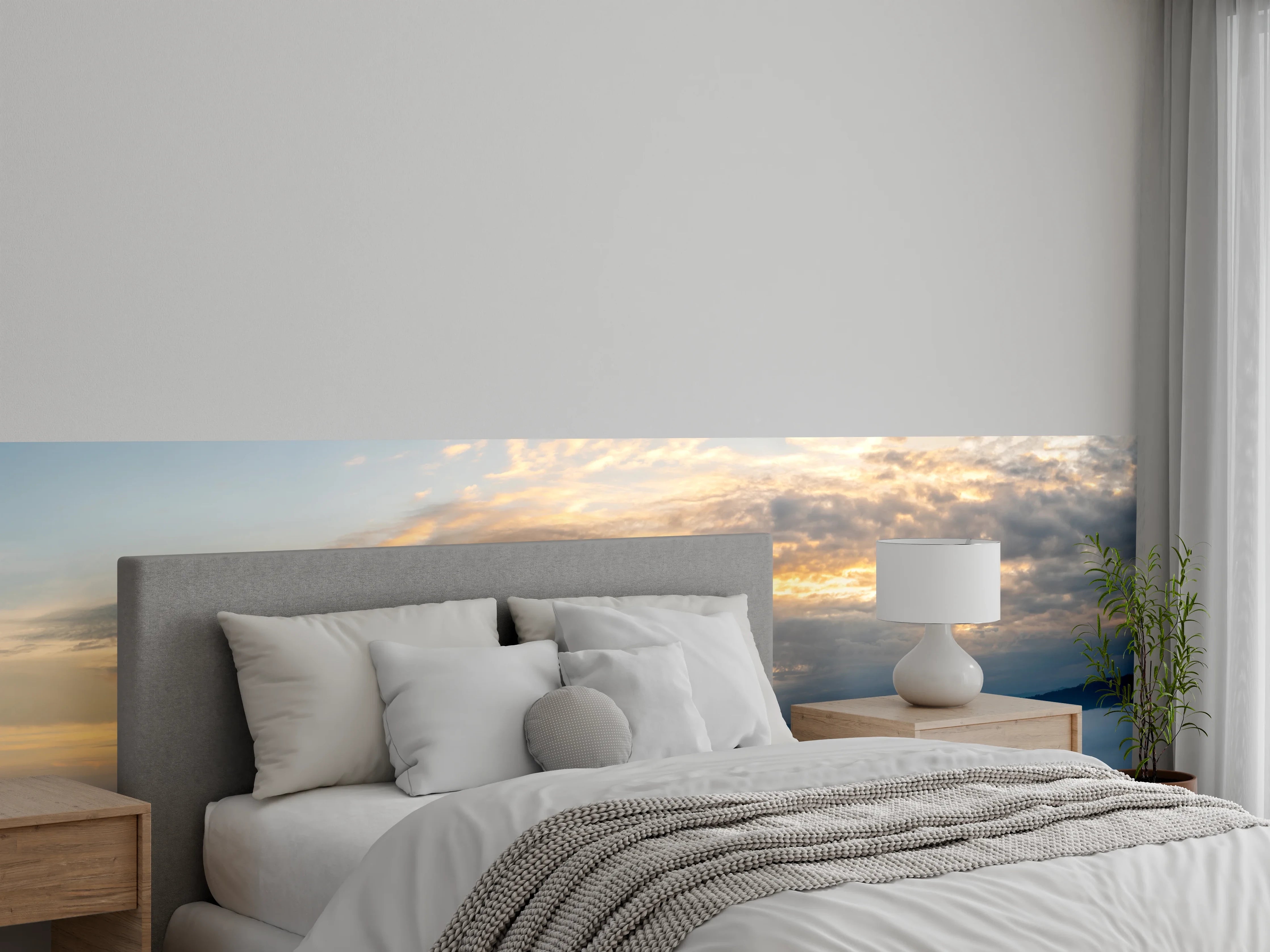 Wandverkleidung Schlafzimmer - Sonnenuntergang über Wolkenmeer