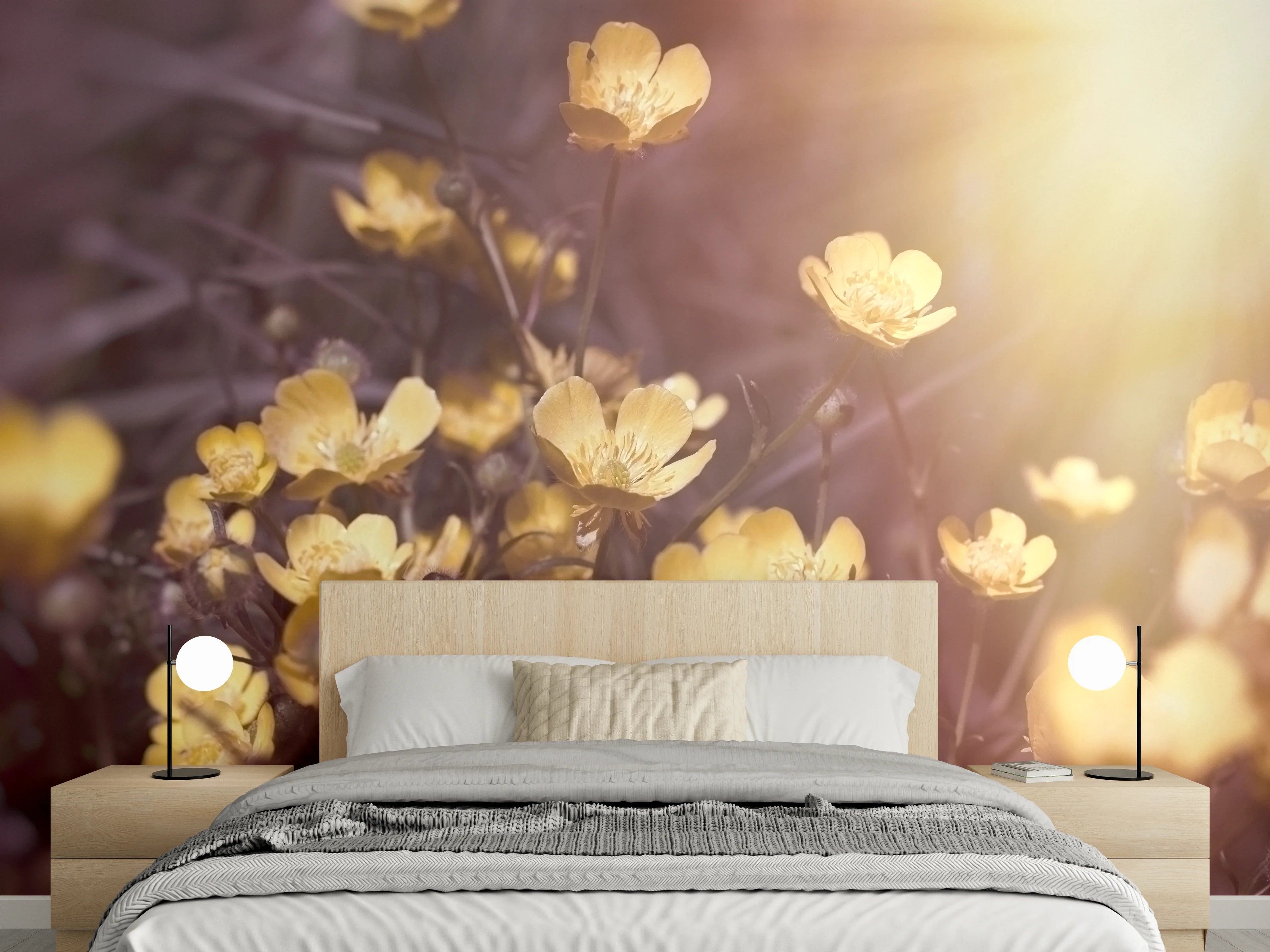 Wandverkleidung Schlafzimmer - Sonnige gelbe Butterblumen Wiese