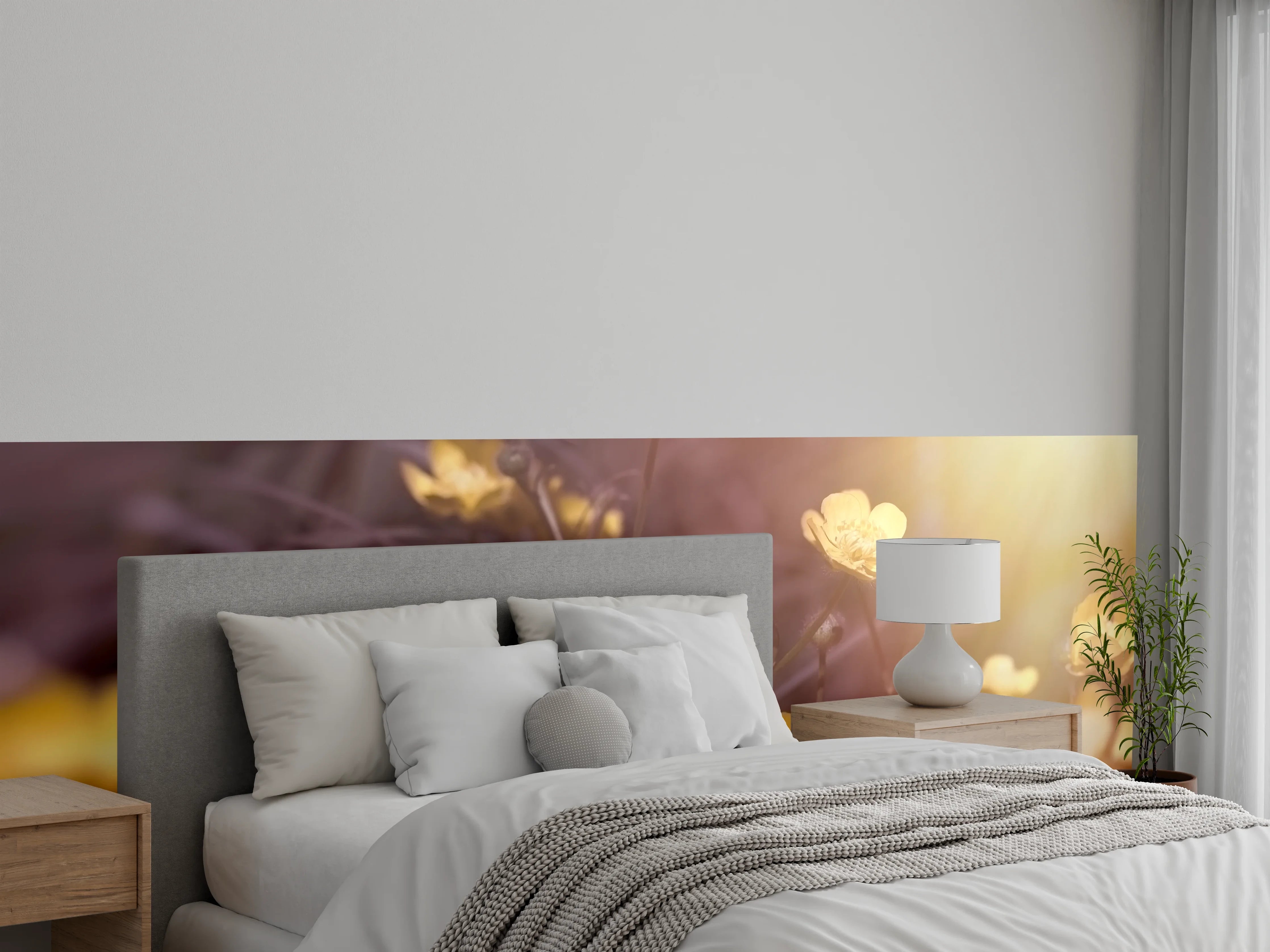 Wandverkleidung Schlafzimmer - Sonnige gelbe Butterblumen Wiese