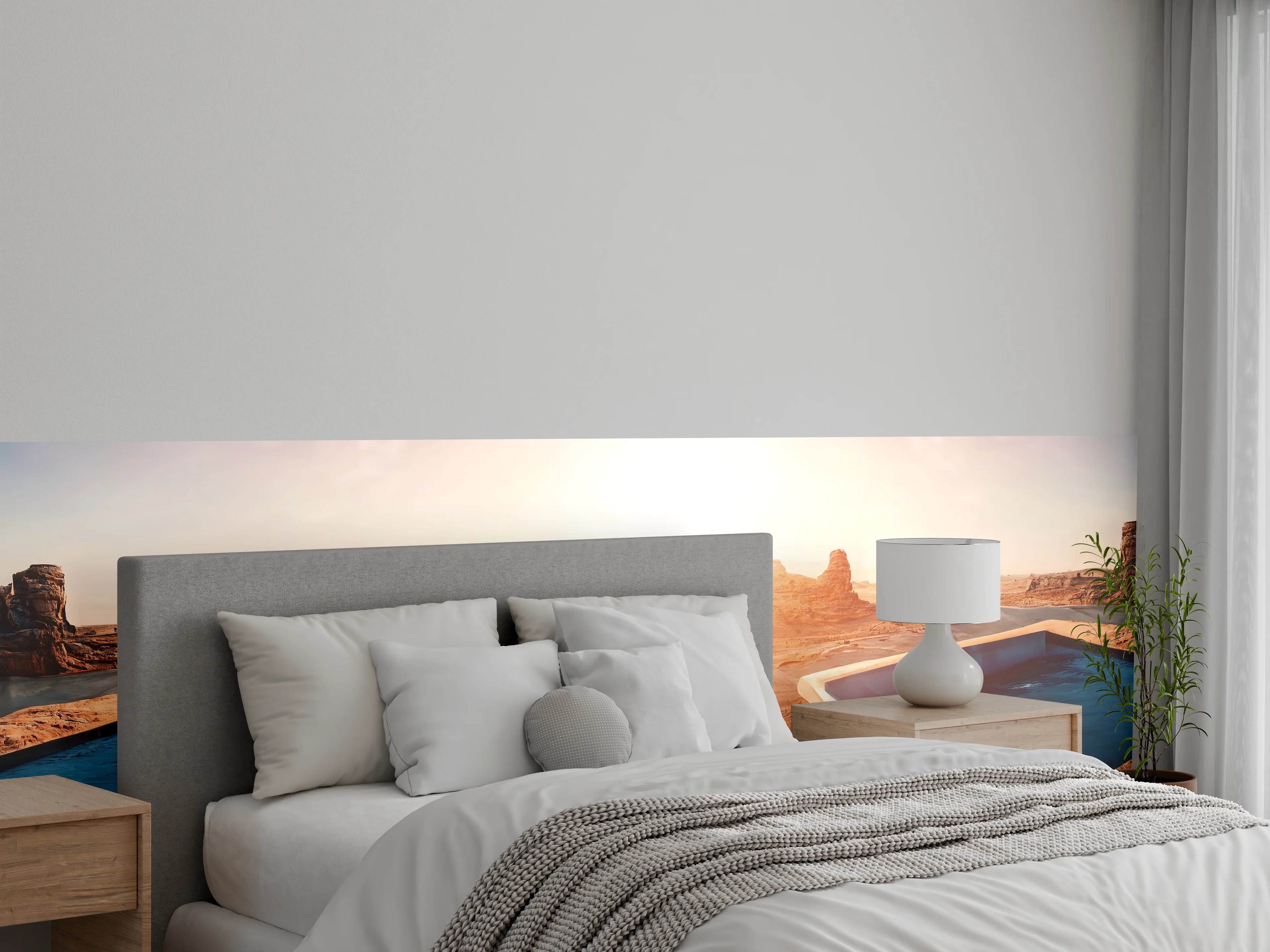 Wandverkleidung Schlafzimmer - Spiegelteiche in der Wüste Panorama