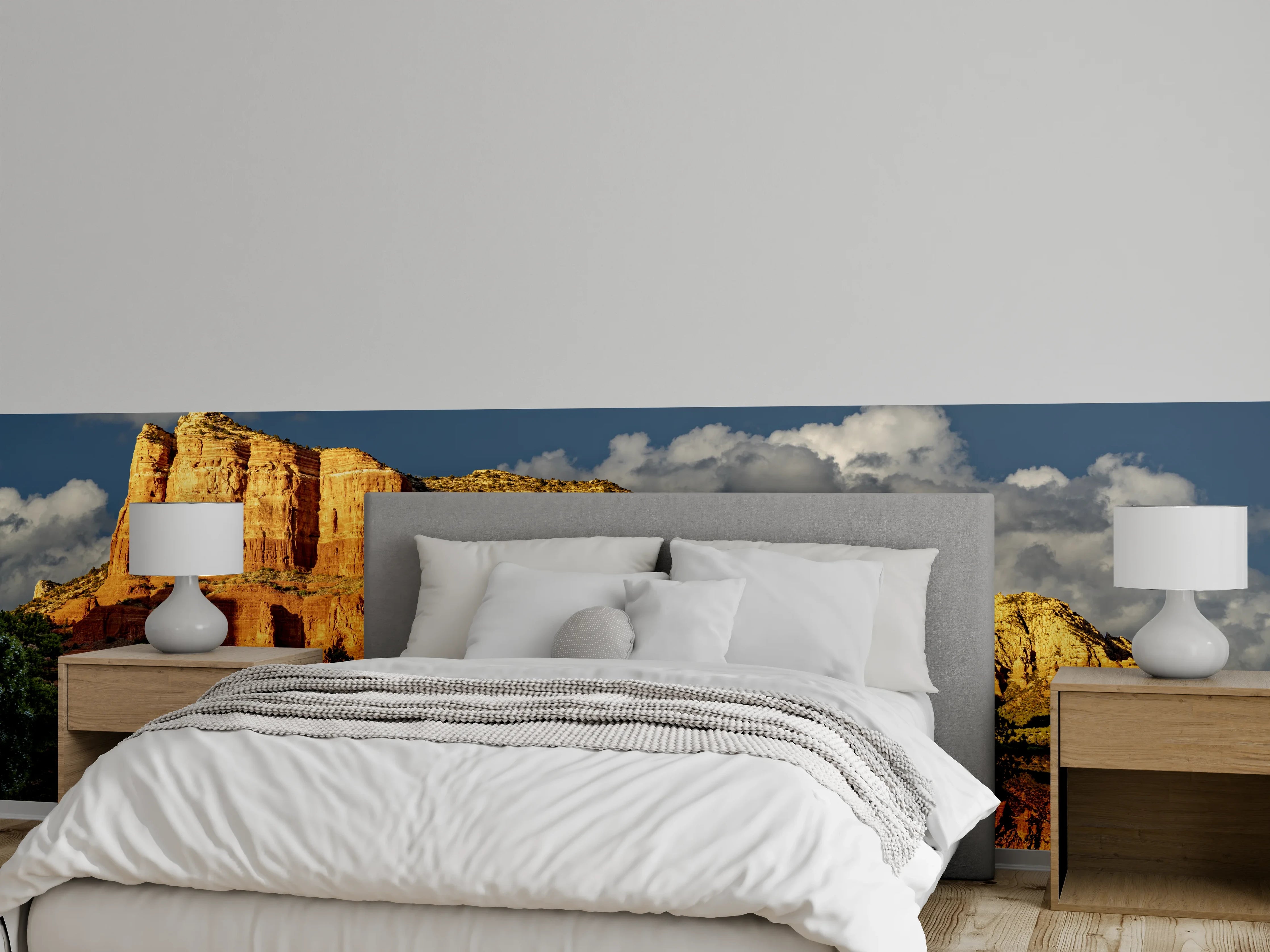 Wandverkleidung Schlafzimmer - Spiegelung roter Felsen am See