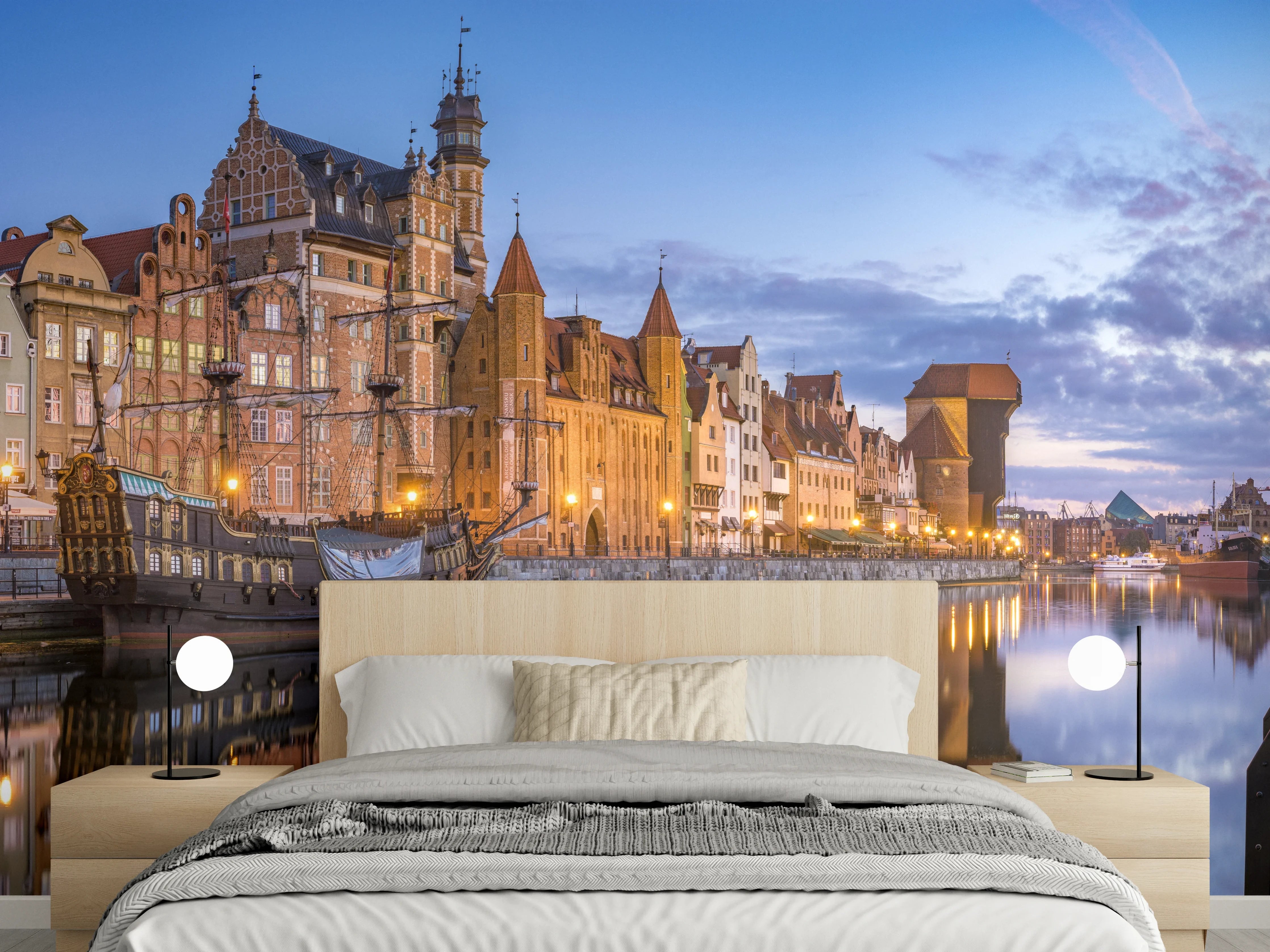 Wandverkleidung Schlafzimmer - Stadtbild von Gdansk in Polen