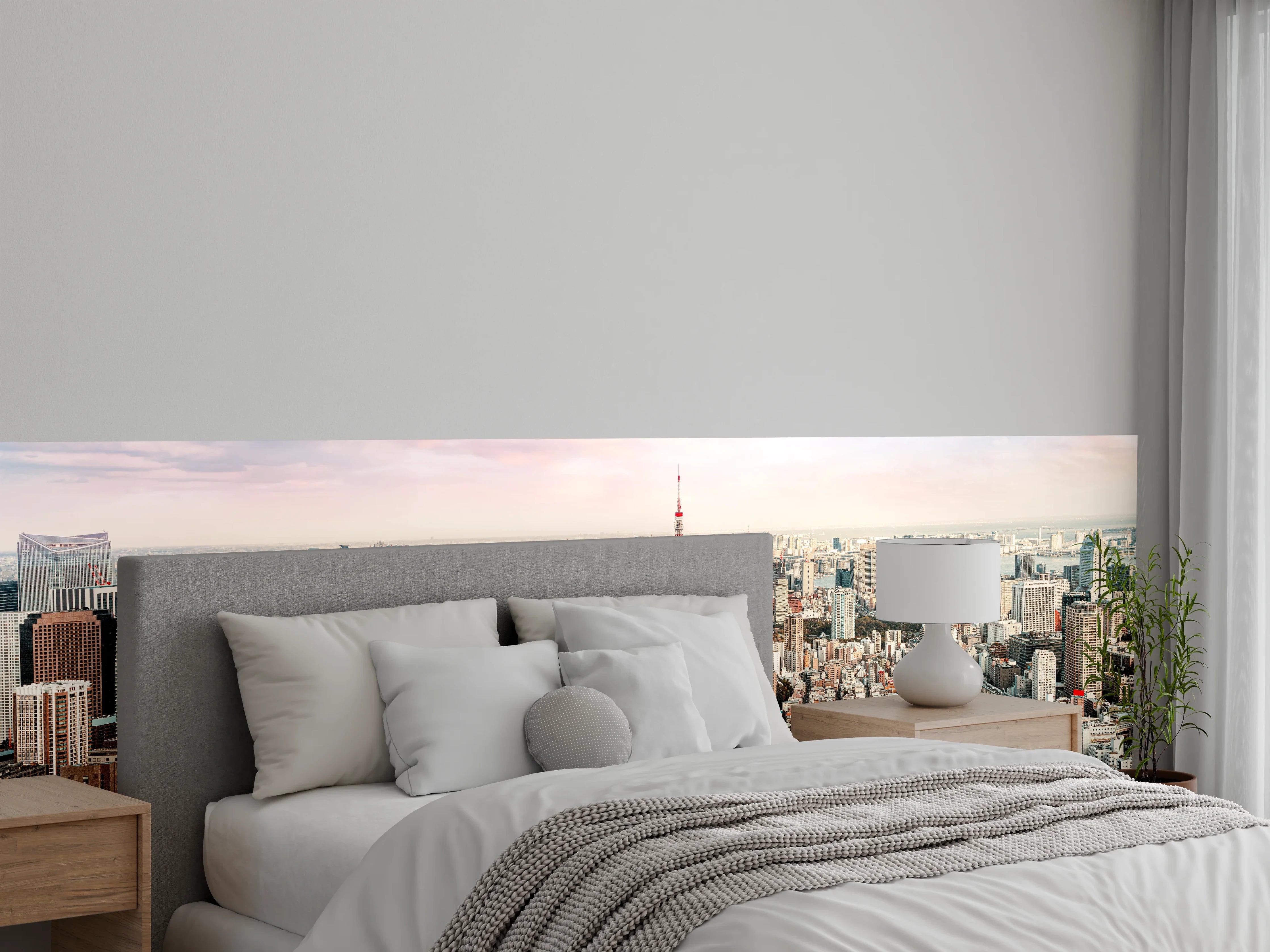 Wandverkleidung Schlafzimmer - Stadtpanorama Tokio mit Tokyo Tower