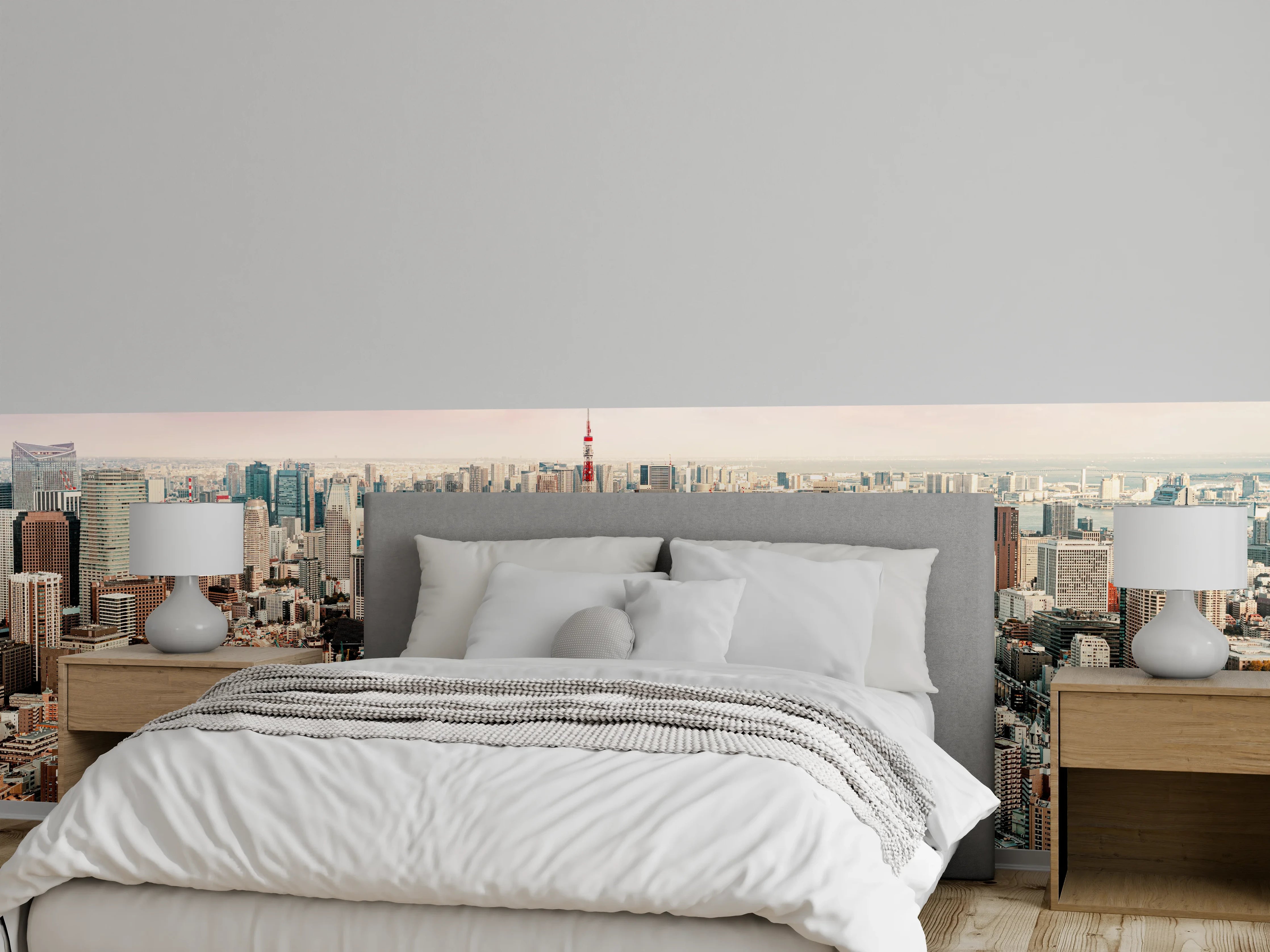Wandverkleidung Schlafzimmer - Stadtpanorama Tokio mit Tokyo Tower