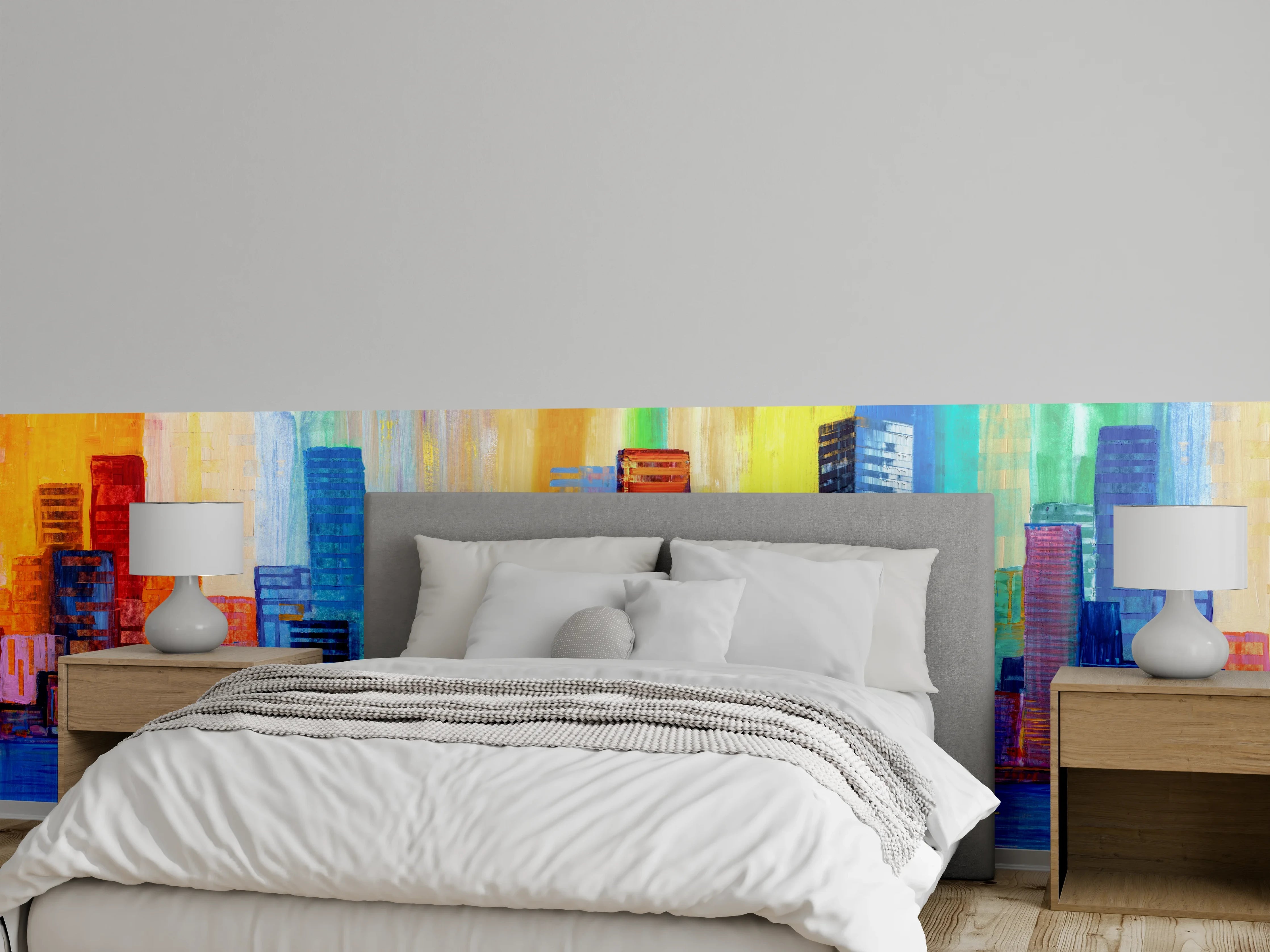 Wandverkleidung Schlafzimmer - Städtisches Gemälde - Bunt