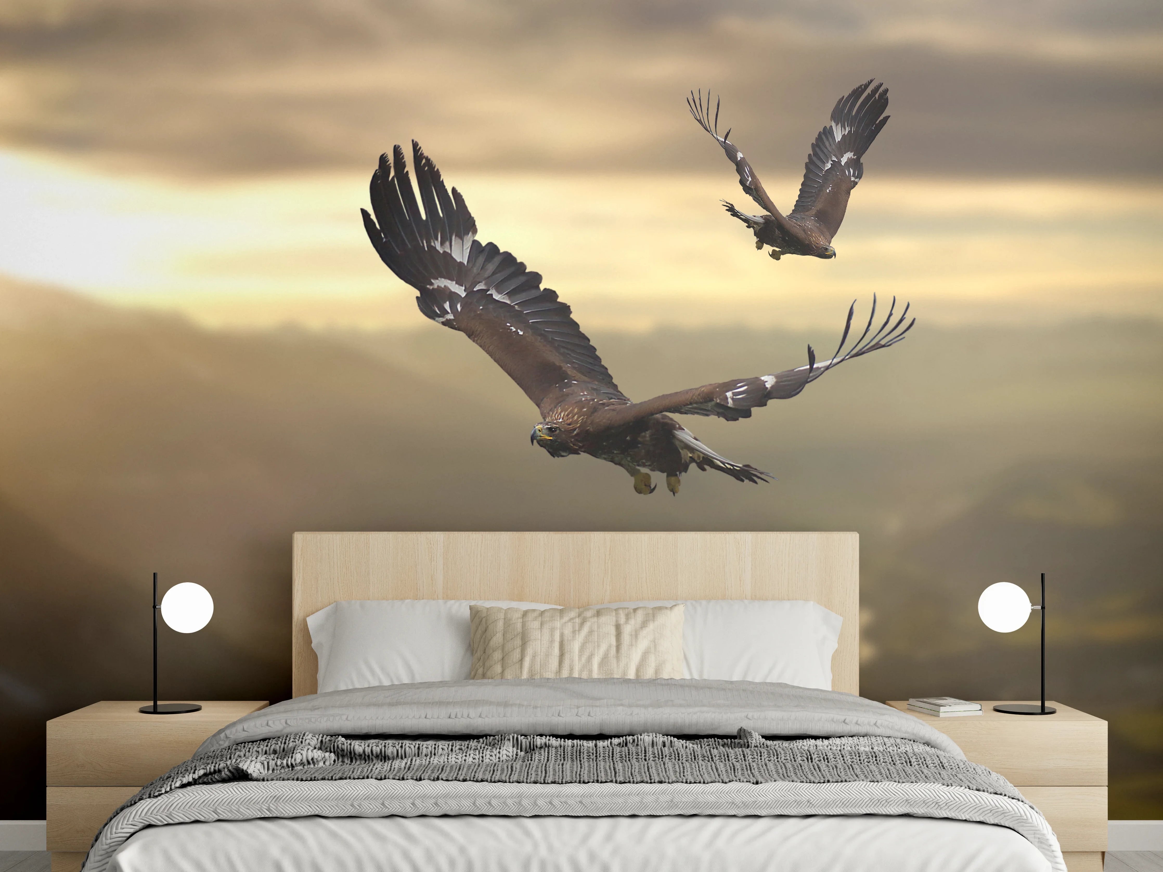 Wandverkleidung Schlafzimmer - Steinadler an den Alpen