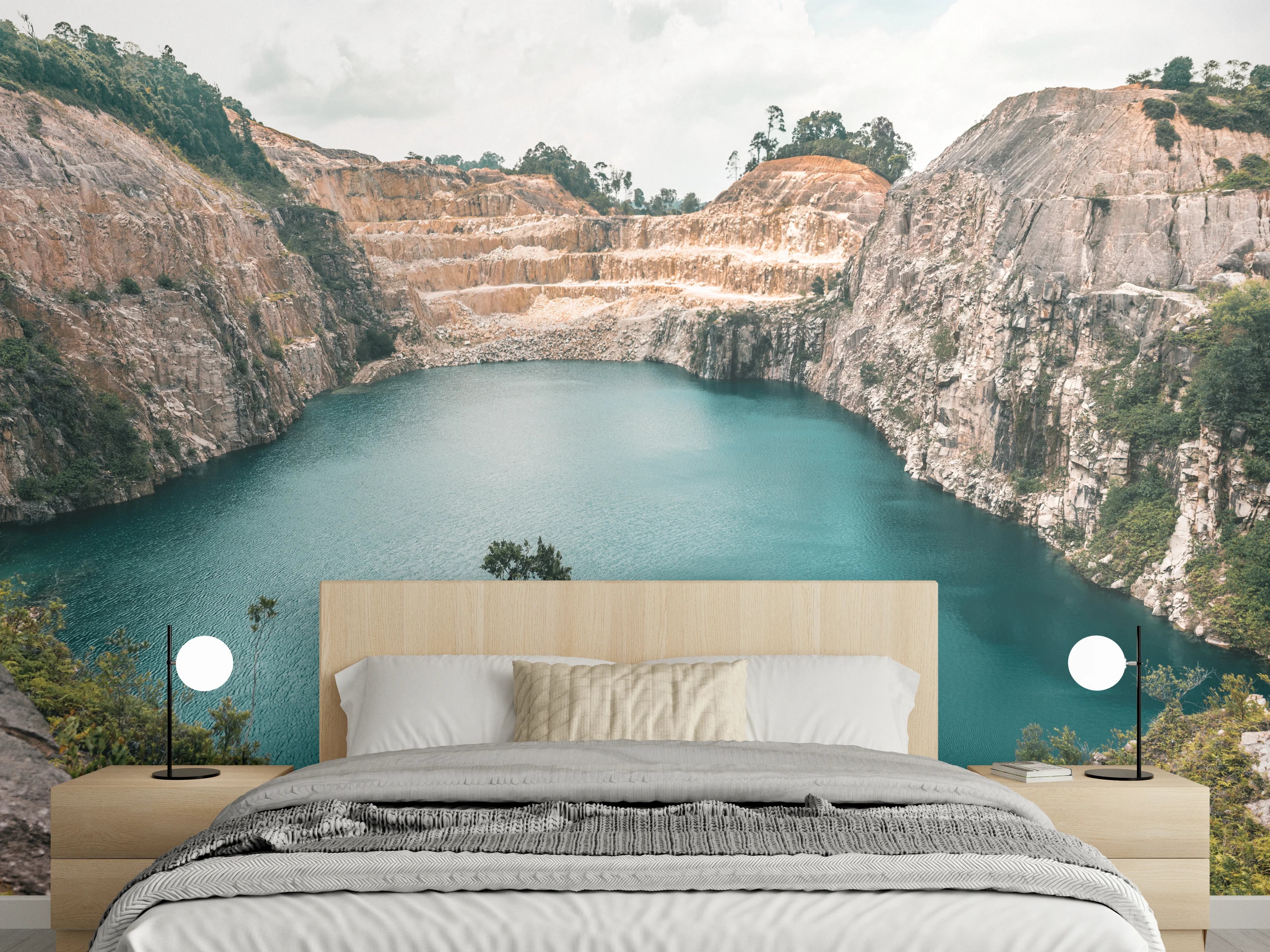 Wandverkleidung Schlafzimmer - Steinbruchsee Panorama – Natur pur