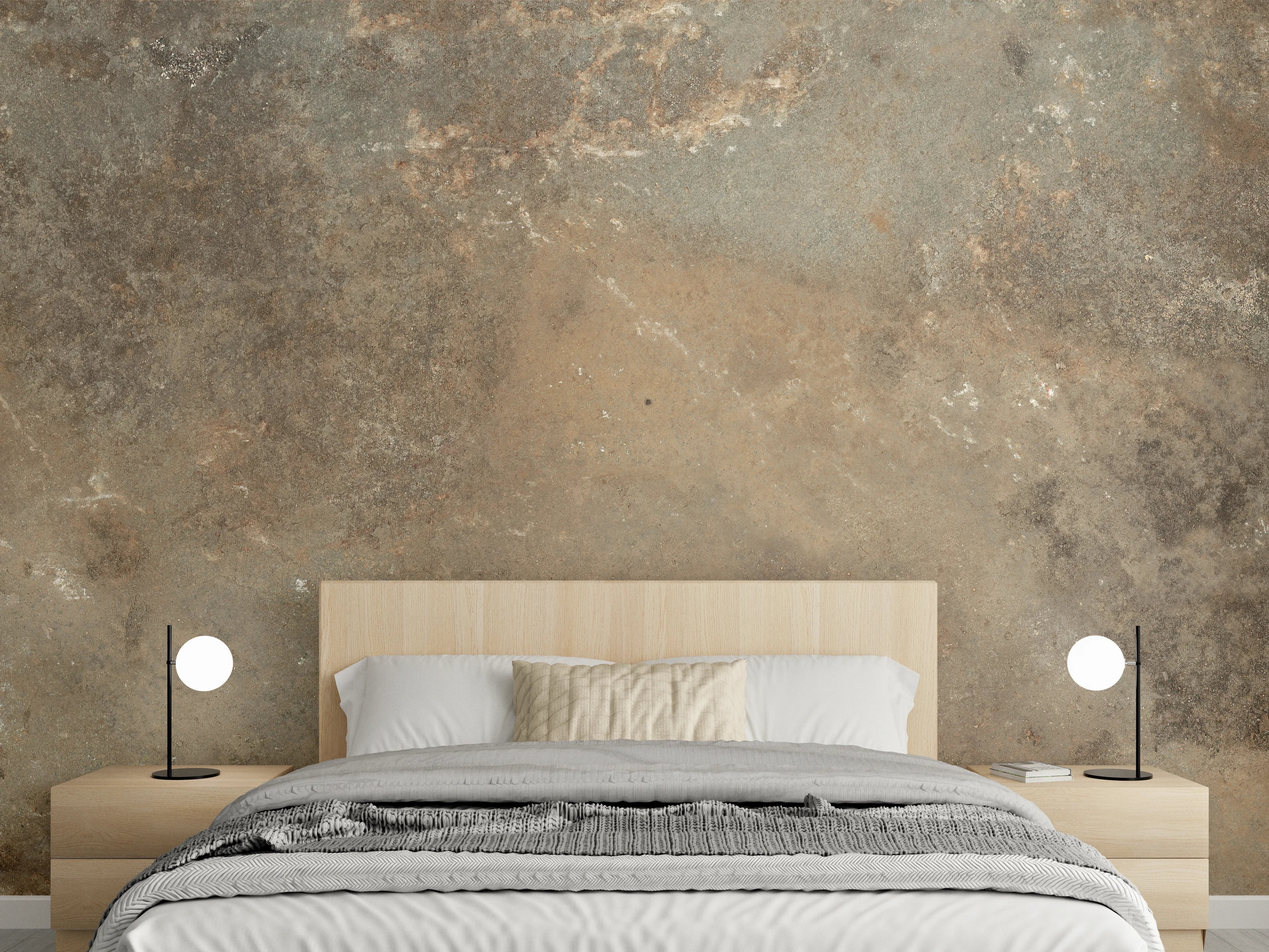 Wandverkleidung Schlafzimmer - Steinige Zement Struktur