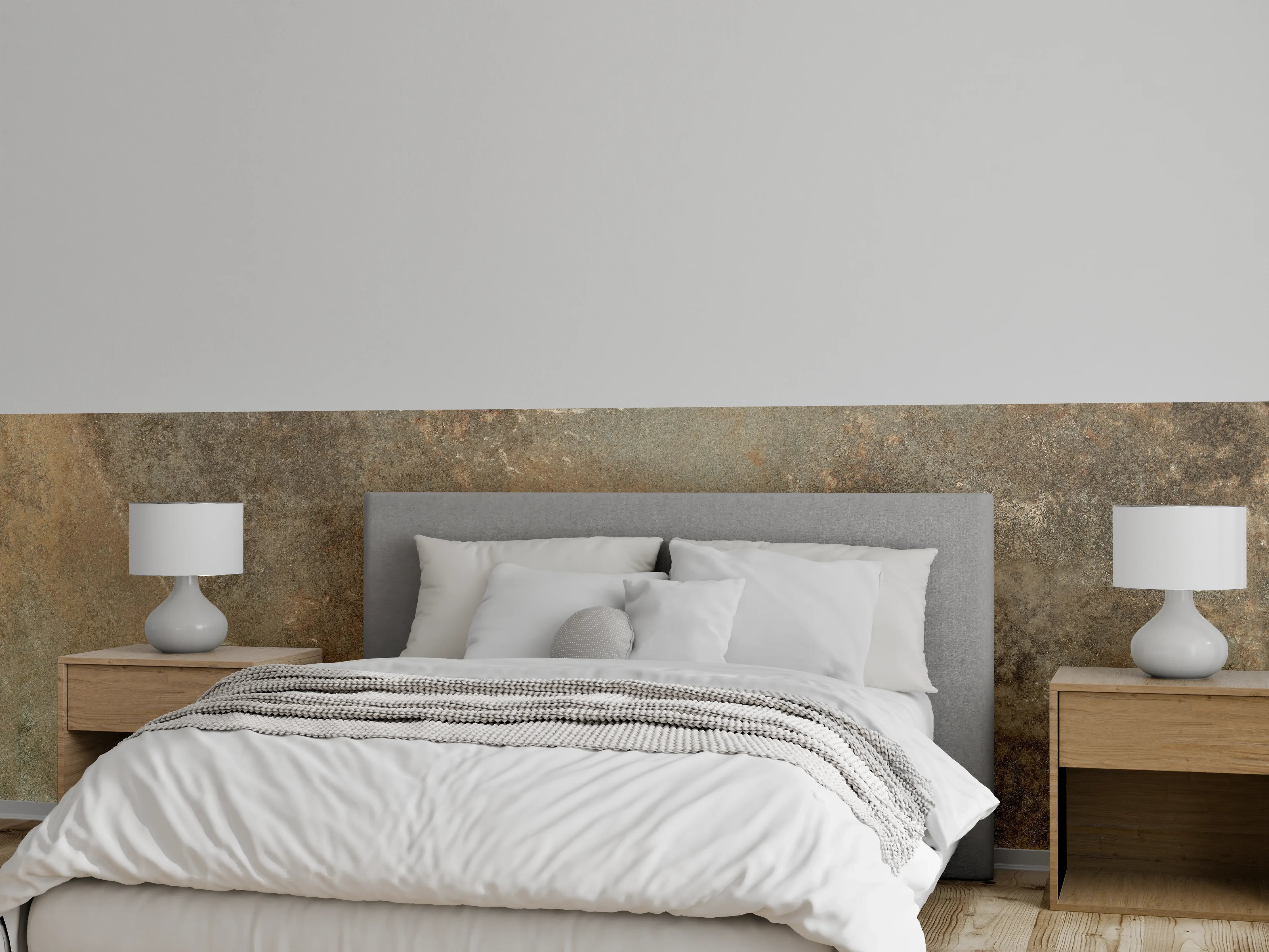 Wandverkleidung Schlafzimmer - Steinige Zement Struktur