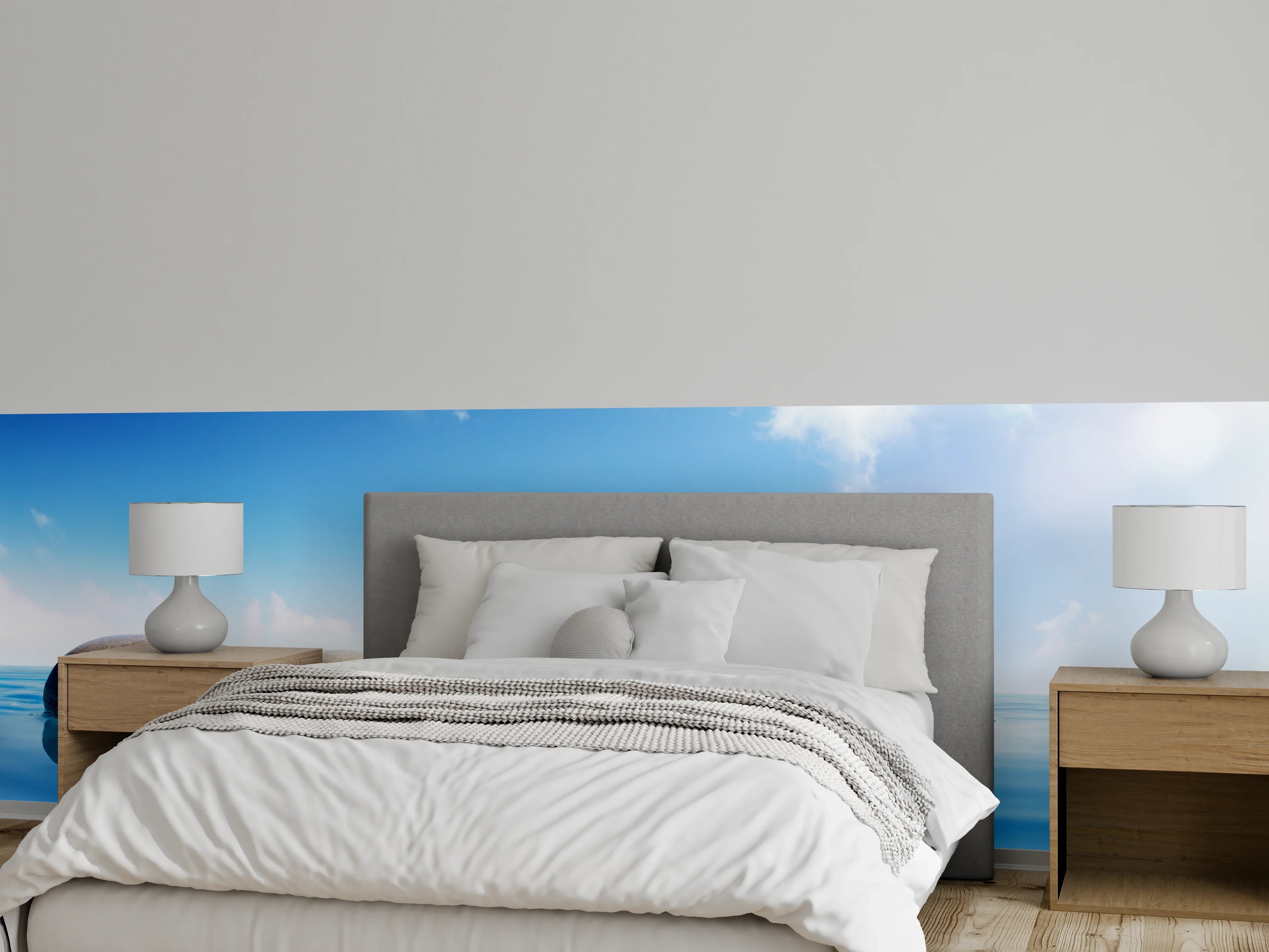 Wandverkleidung Schlafzimmer - Steinreihe auf Wasser
