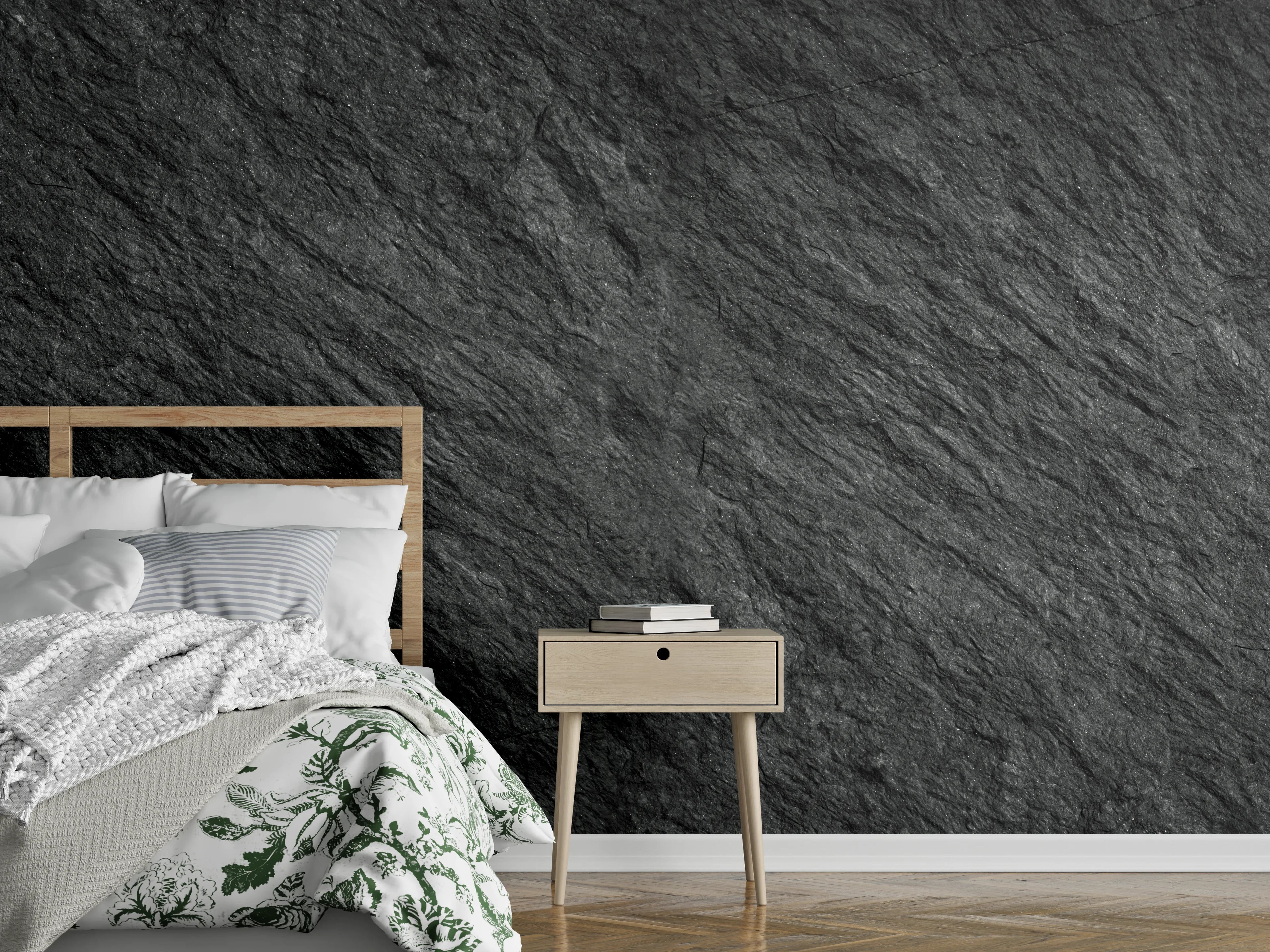 Wandverkleidung Schlafzimmer - Steintextur mit Rissen