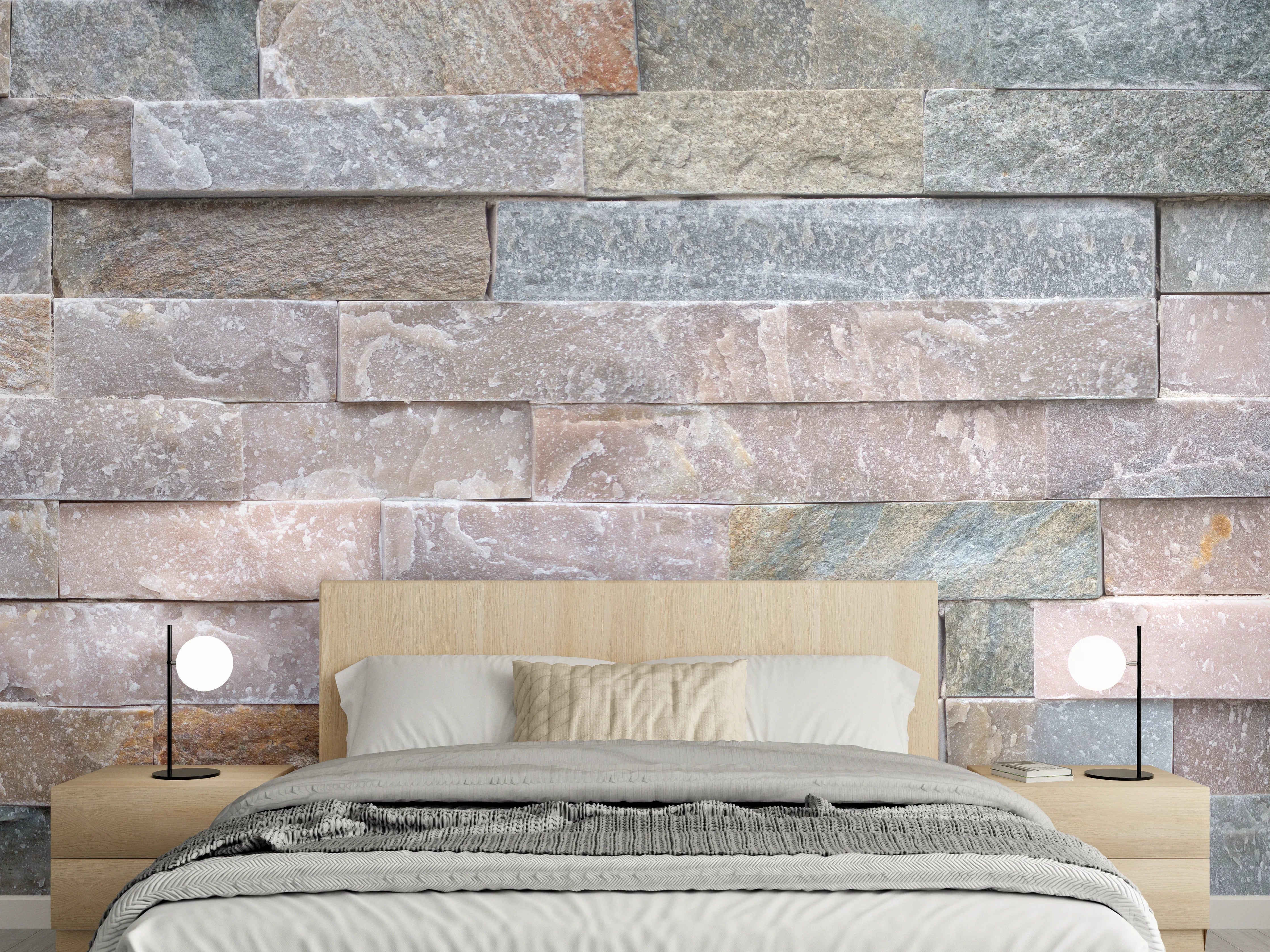 Wandverkleidung Schlafzimmer - Steinwand aus groben