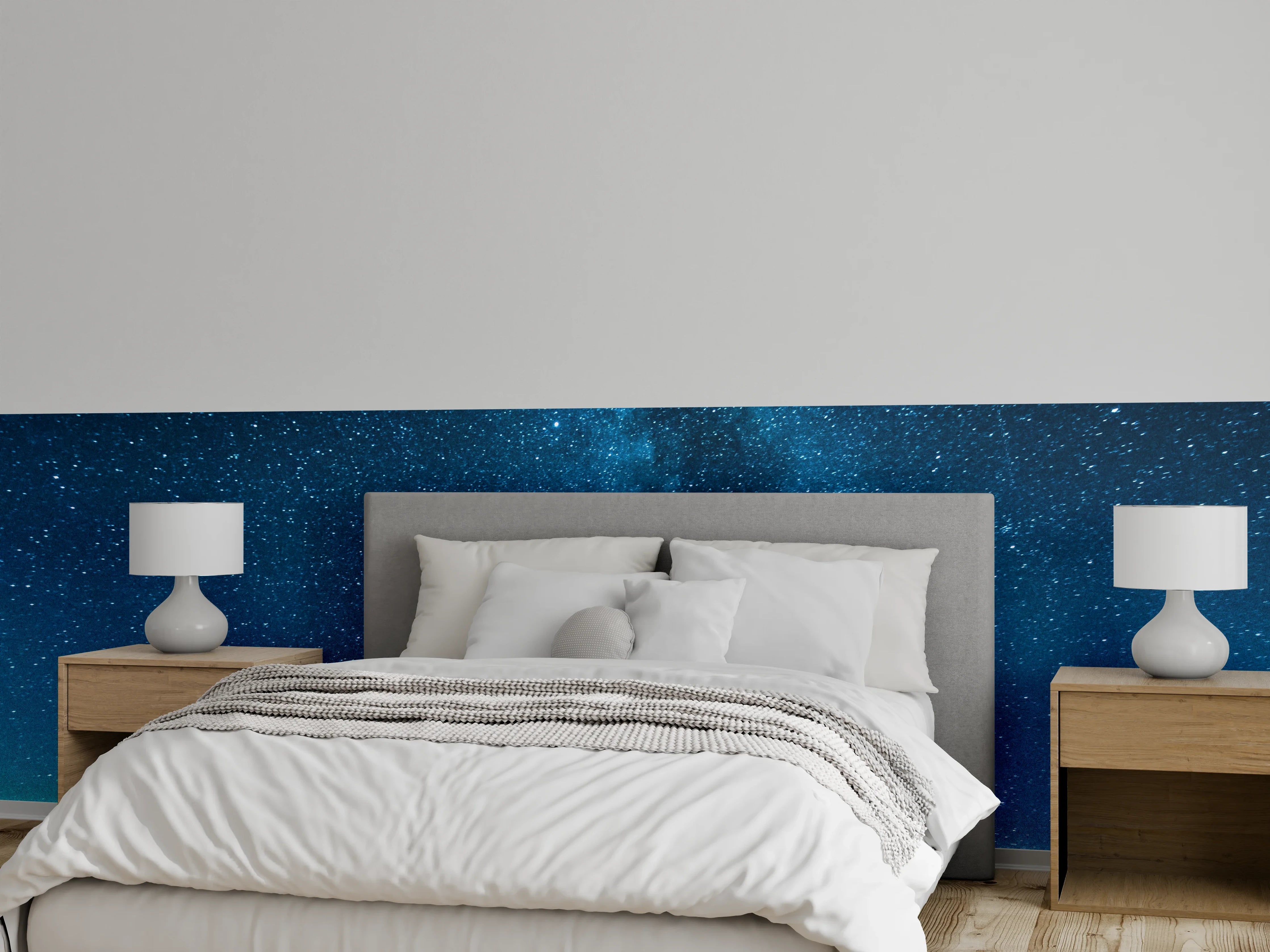 Wandverkleidung Schlafzimmer - Sternenhimmel am Meer mit Milchstraße