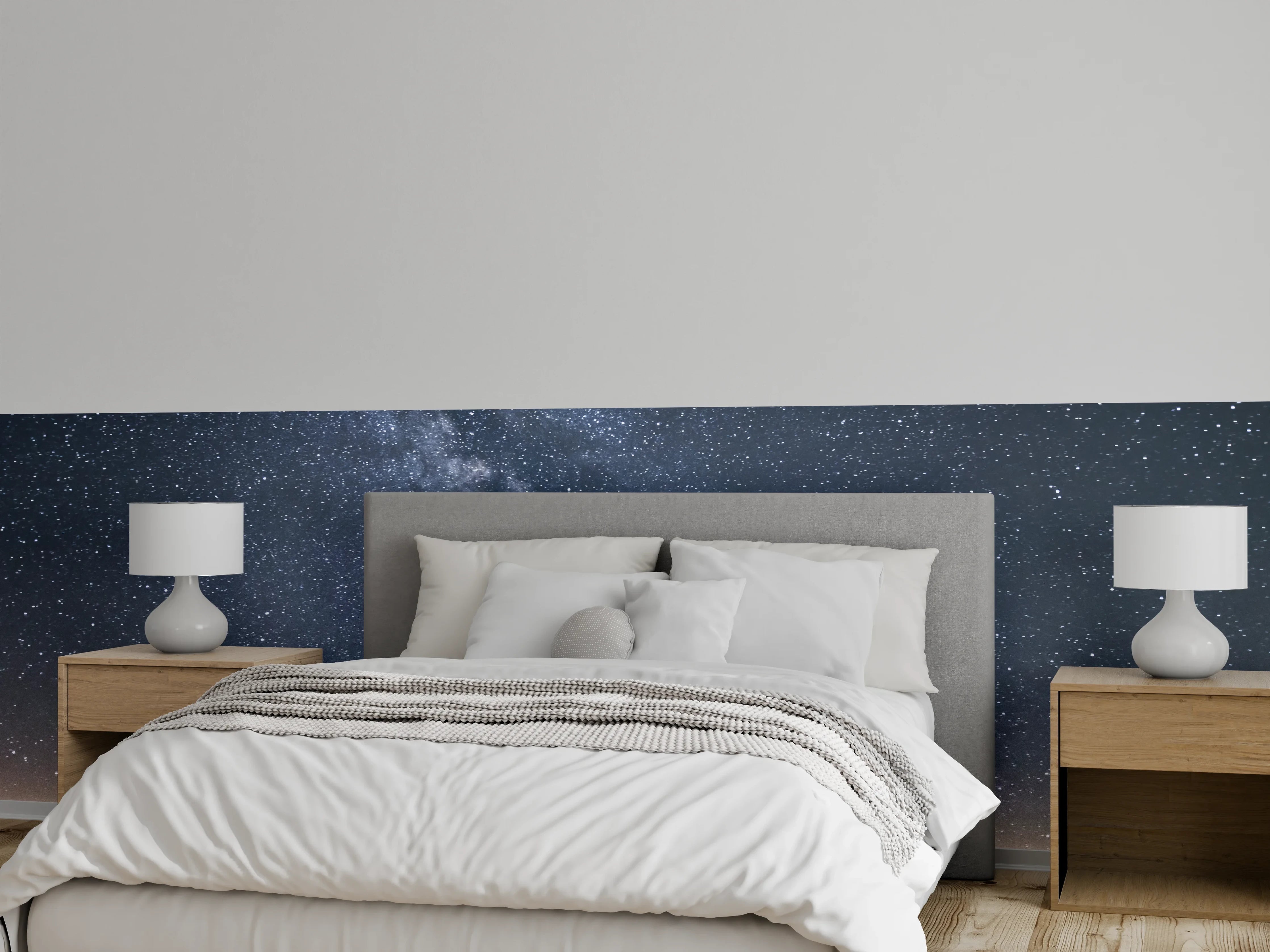 Wandverkleidung Schlafzimmer - Sternenhimmel über Bergrücken Panorama