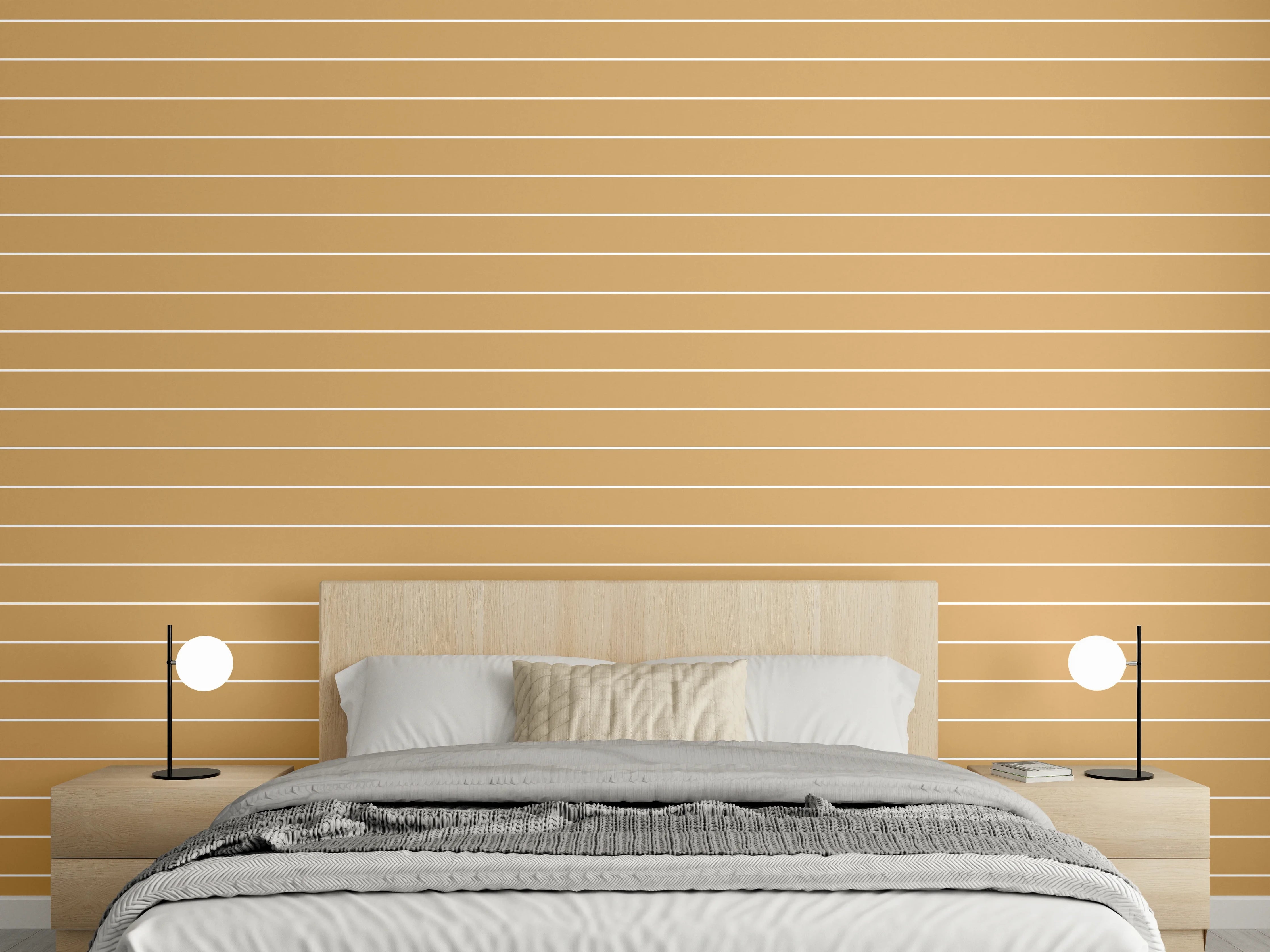 Wandverkleidung Schlafzimmer - Stilvolles Sandbeige Streifenmuster Wandbild