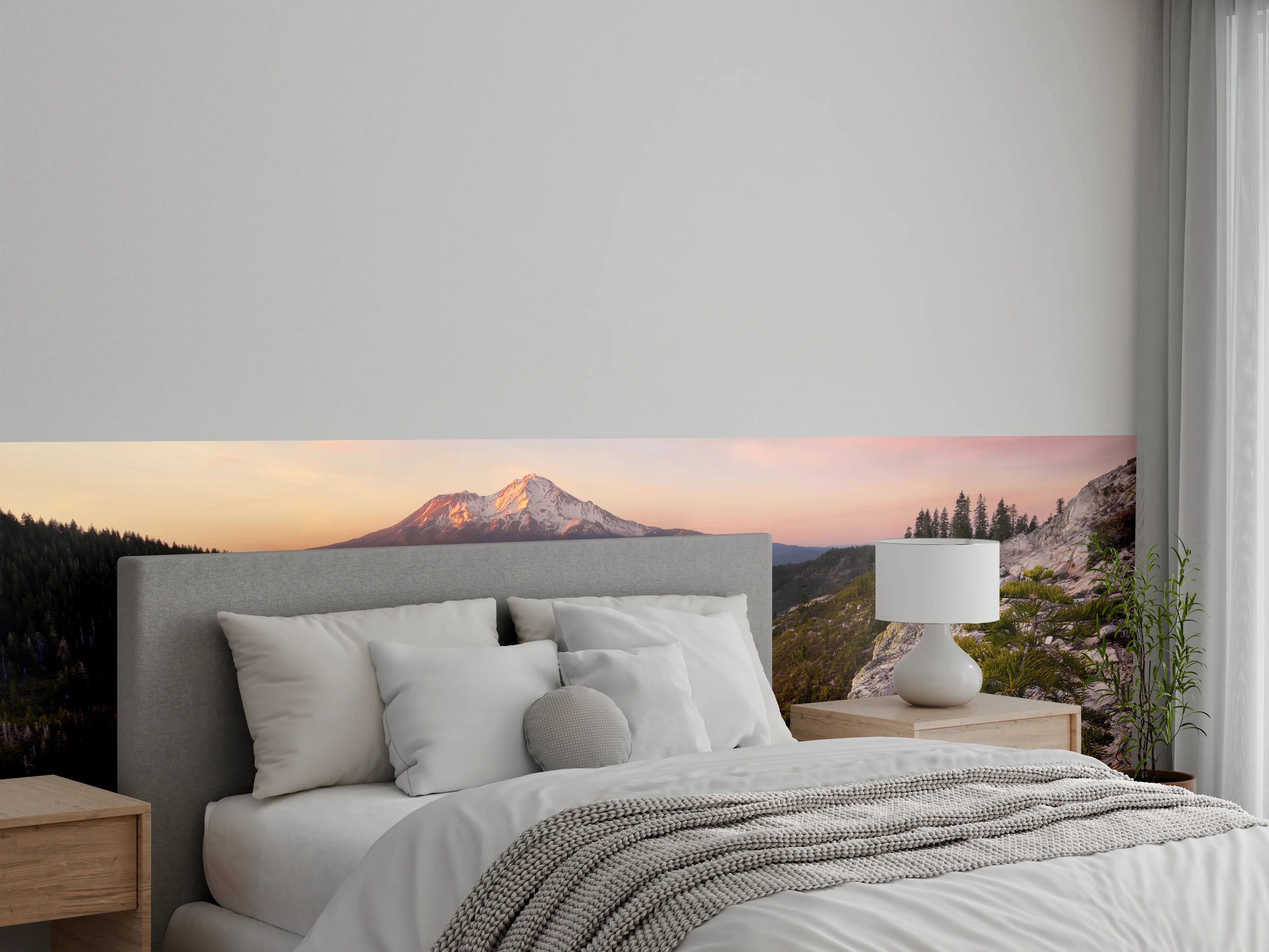 Wandverkleidung Schlafzimmer - Stimmungsvolle Berglandschaft am See