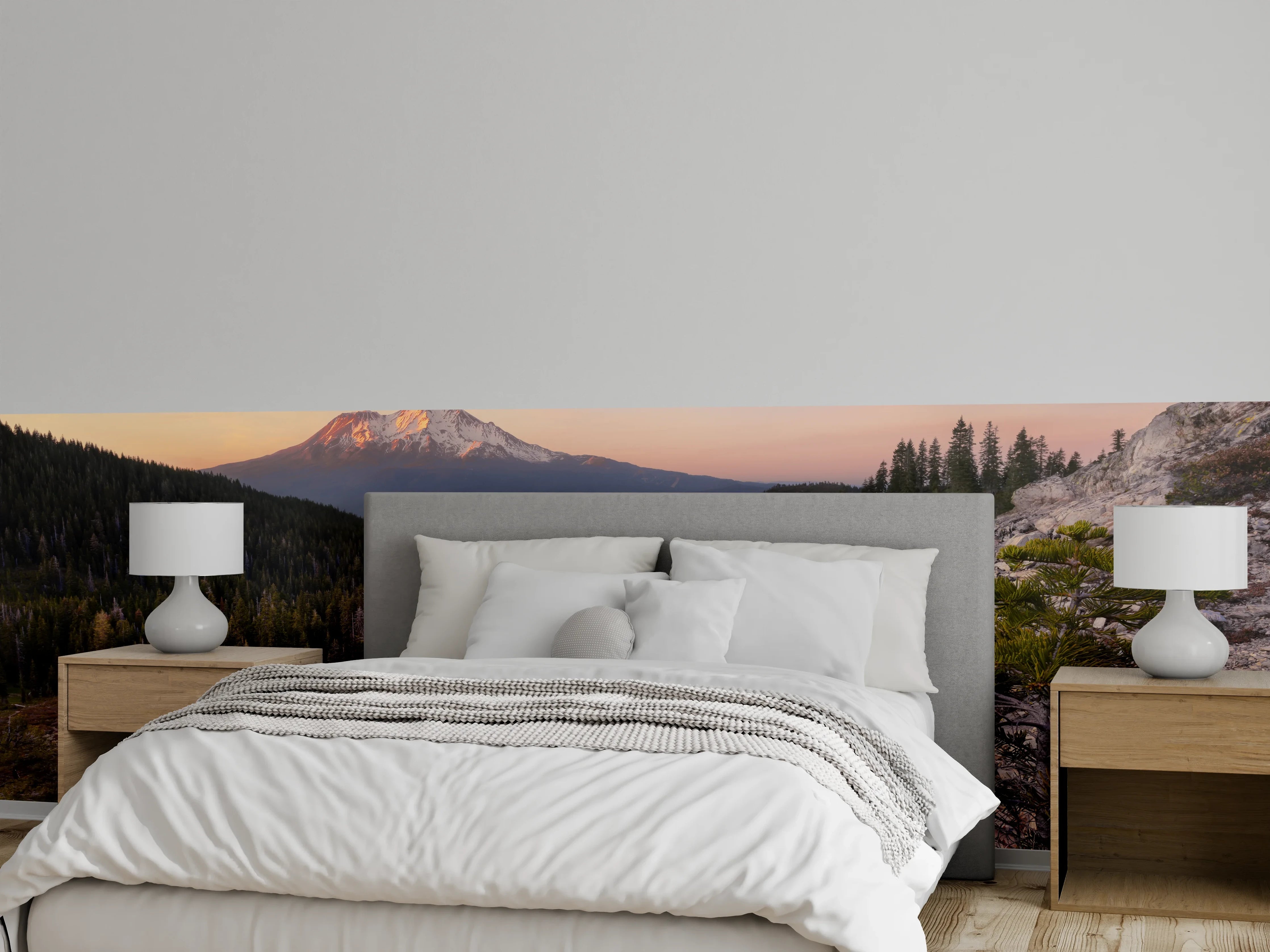 Wandverkleidung Schlafzimmer - Stimmungsvolle Berglandschaft am See