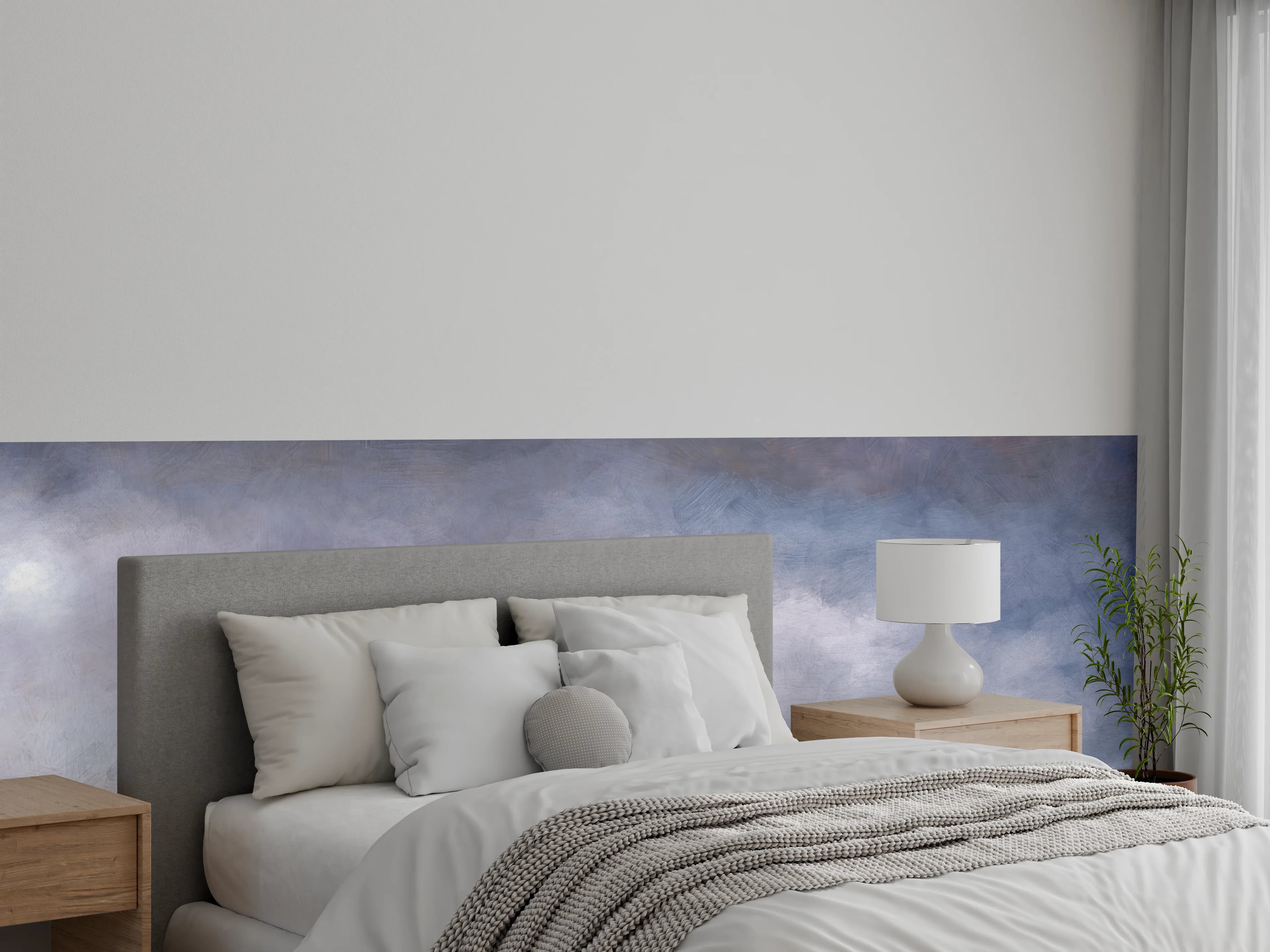 Wandverkleidung Schlafzimmer - Stimmungsvolle Meereslandschaft Grau Blau