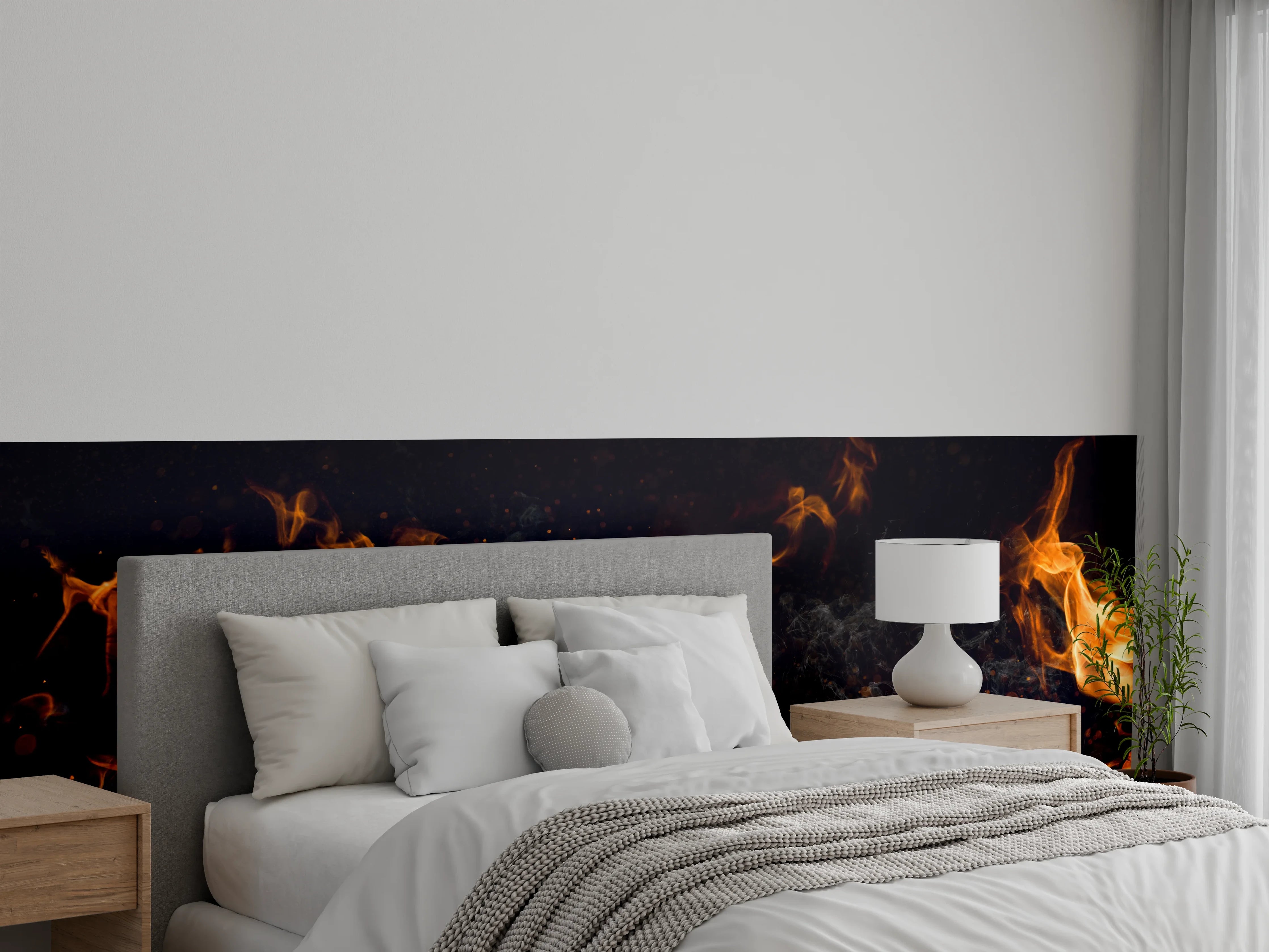 Wandverkleidung Schlafzimmer - Stimmungsvolles Feuer Wandbild
