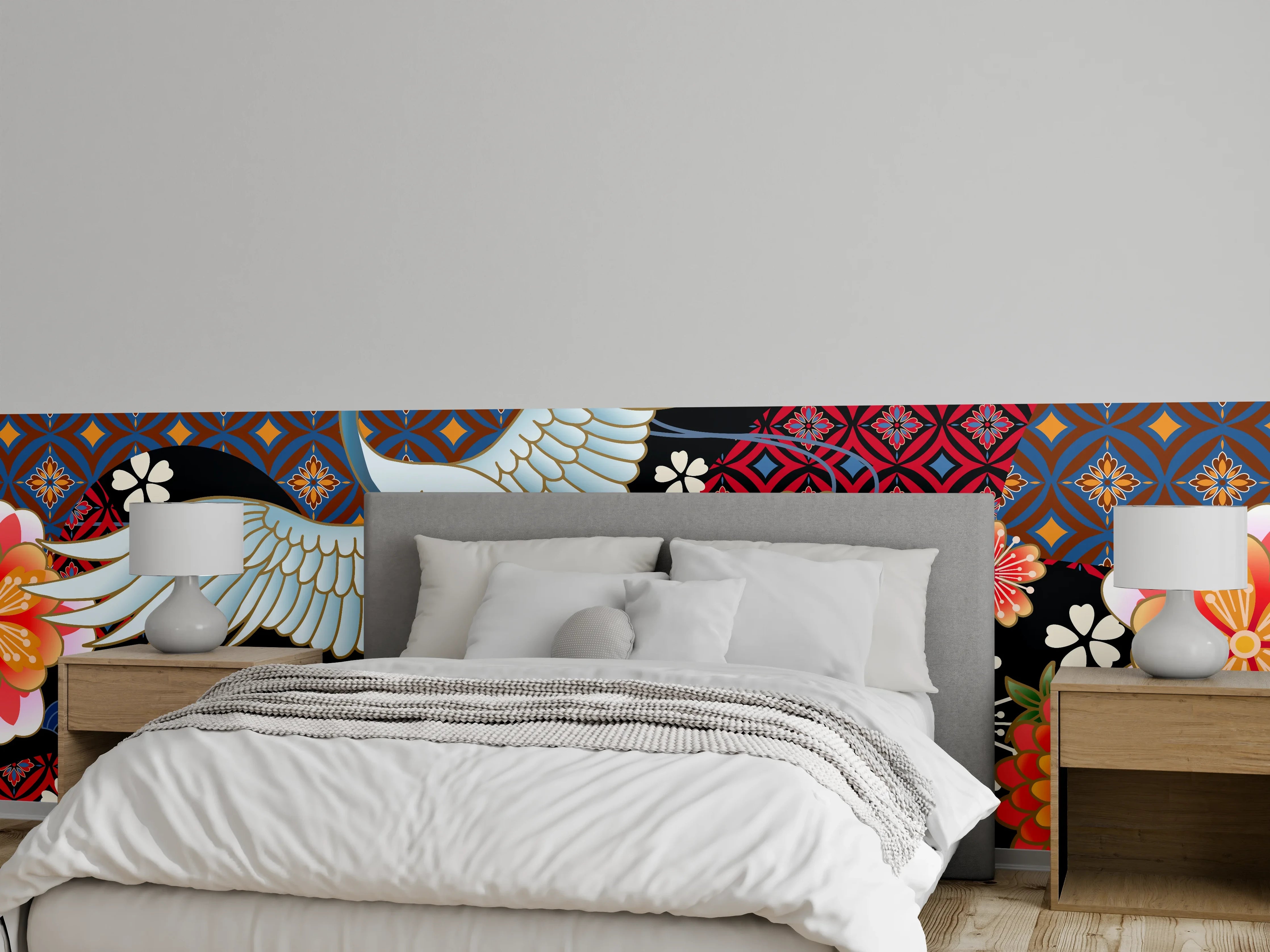 Wandverkleidung Schlafzimmer - Stolzer Kranich