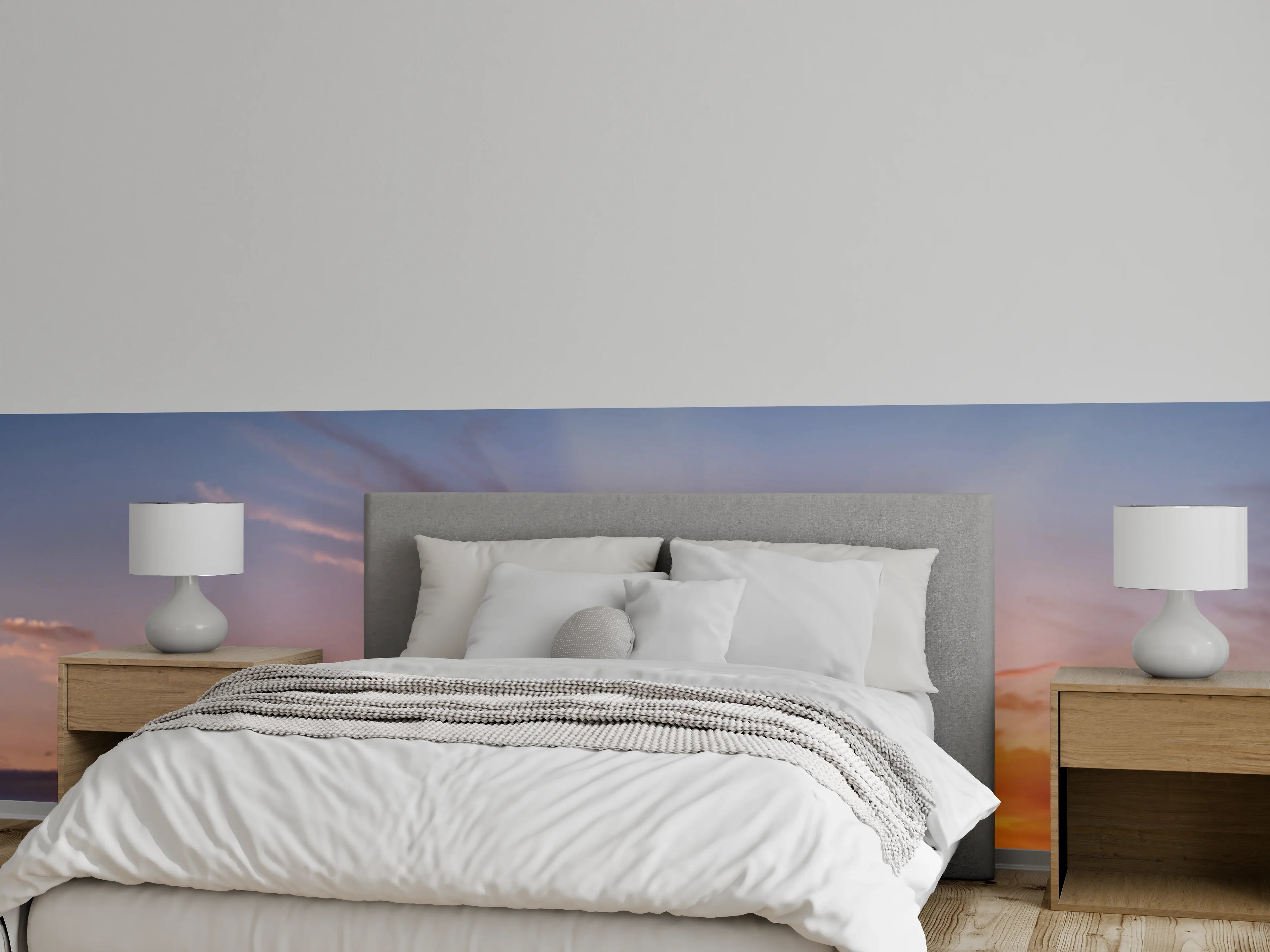 Wandverkleidung Schlafzimmer - Strahlender Sonnenaufgang über Berglandschaft