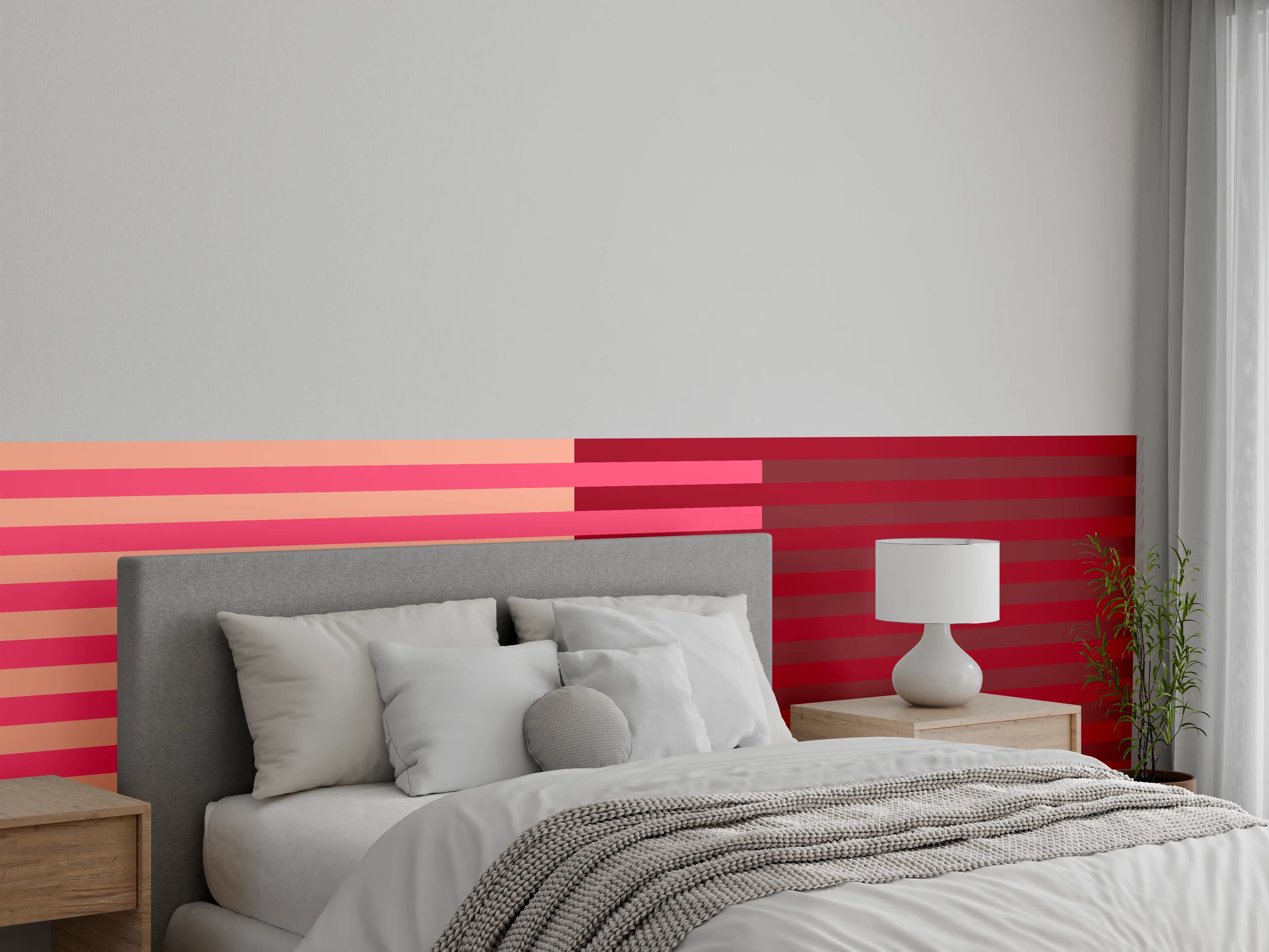 Wandverkleidung Schlafzimmer - Streifen Muster Rosa Rot Design
