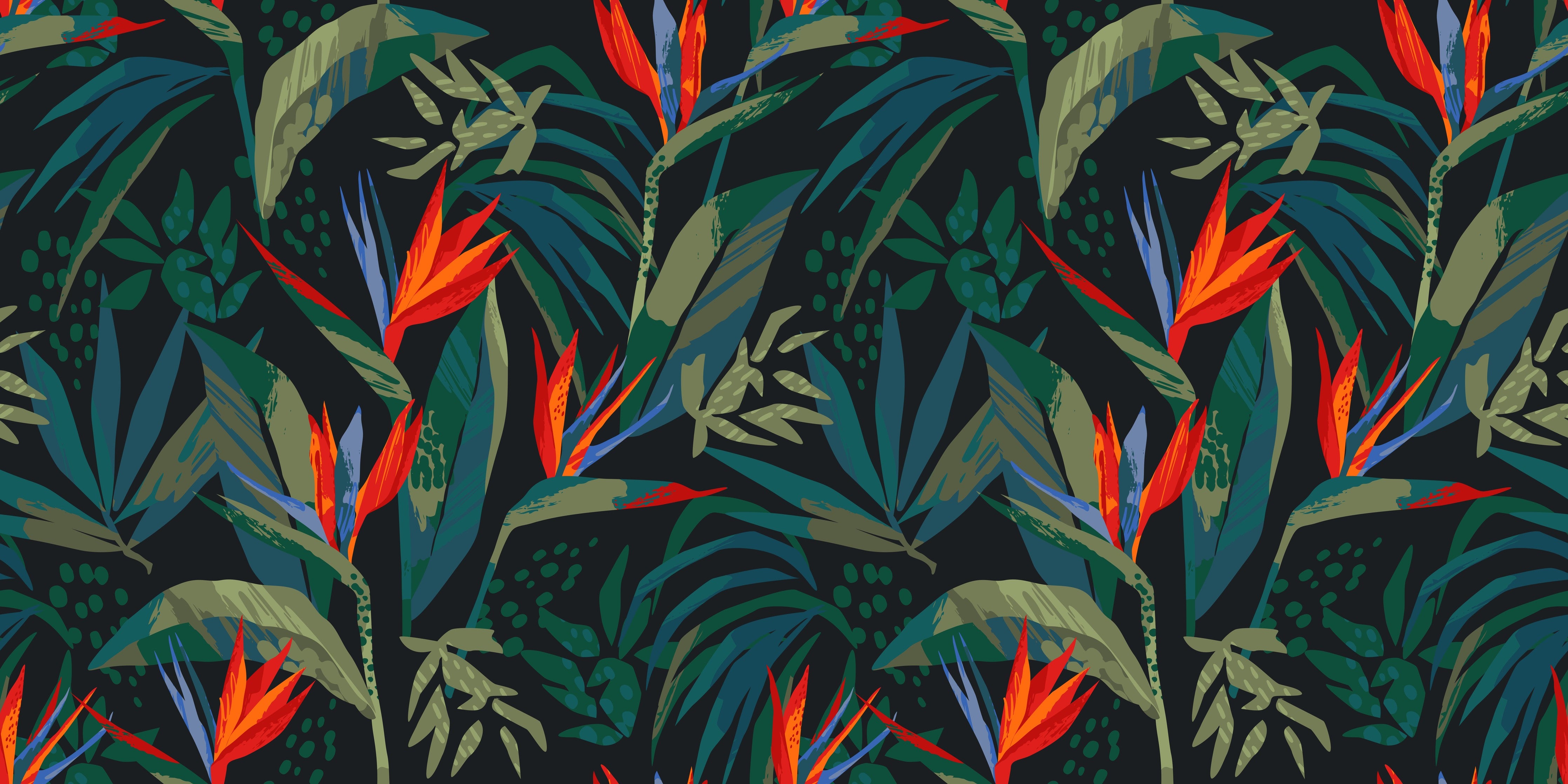 Wandverkleidung Schlafzimmer-Strelitzia Tropenwald-Motiv