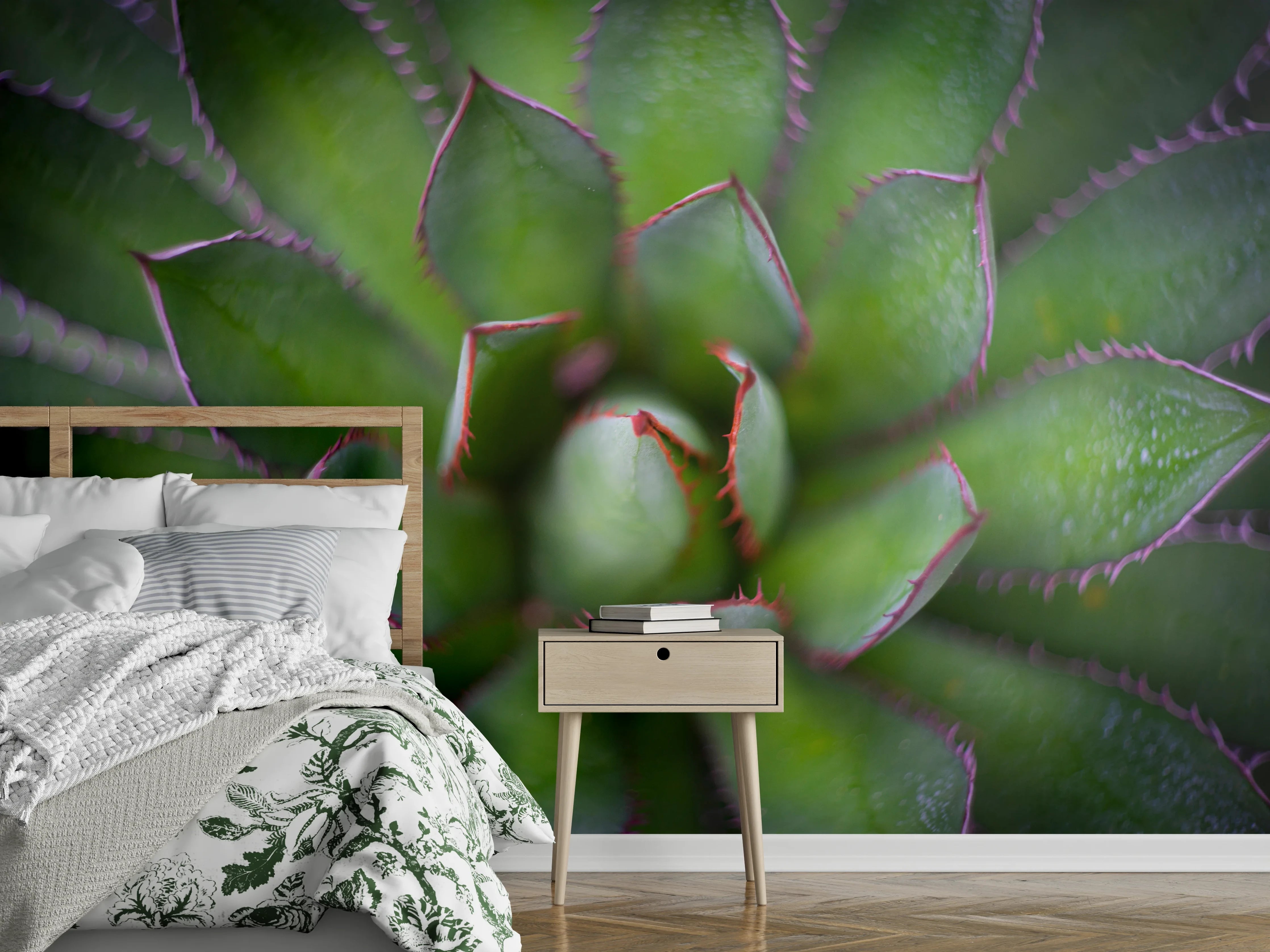 Wandverkleidung Schlafzimmer - Sukkulente Makro Grün Abstrakt